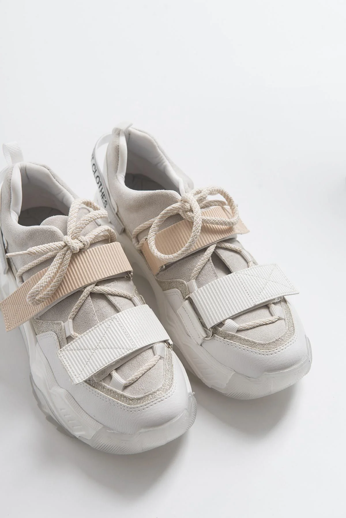 Lulen - White Glitter-Logo Velcro Sport Sneaker (Women)