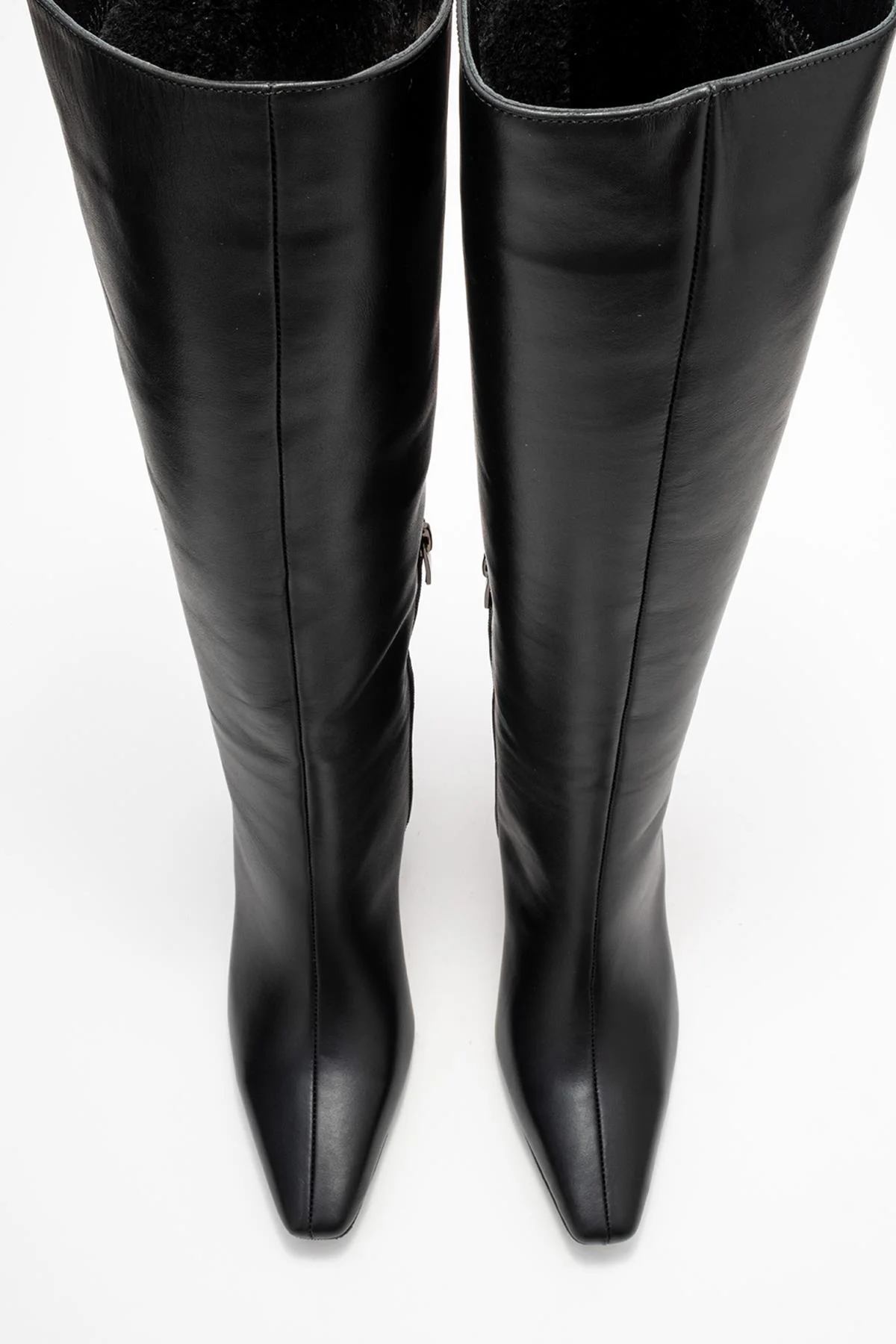 Valencia - Black Genuine Leather Block Heel Knee-High Boot (Women) - Image 2