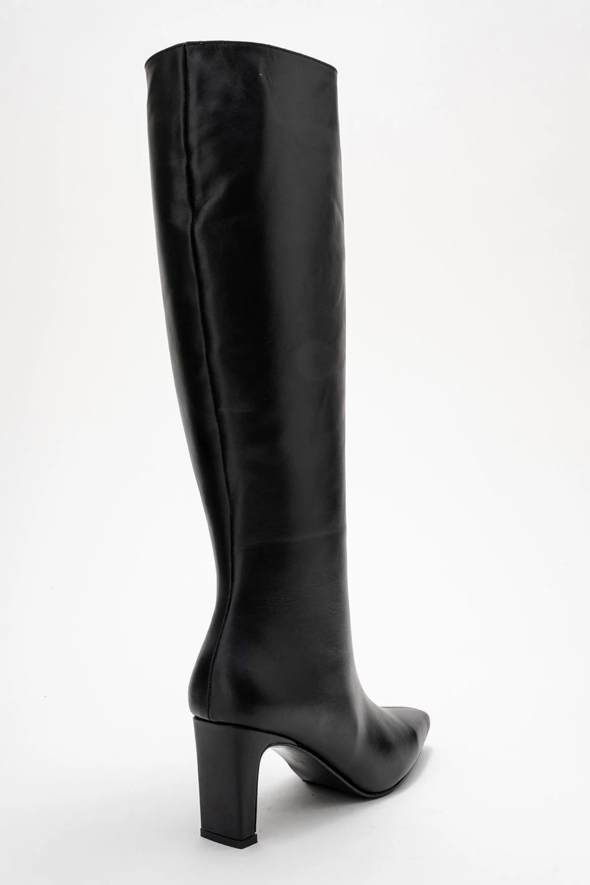 Valencia - Black Genuine Leather Block Heel Knee-High Boot (Women) - Image 5