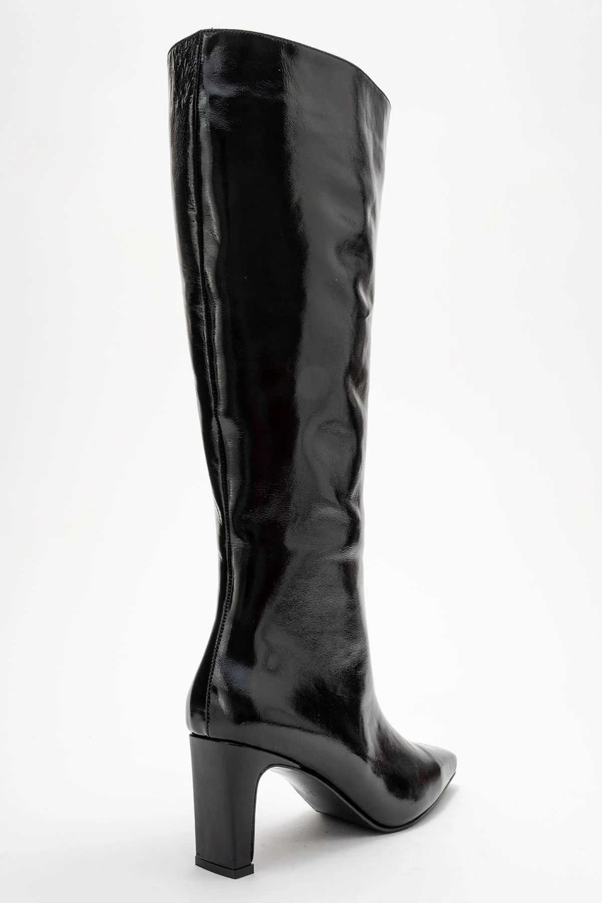 Valencia - Black Patent Genuine Leather Block Heel Boot (Women) - Image 5