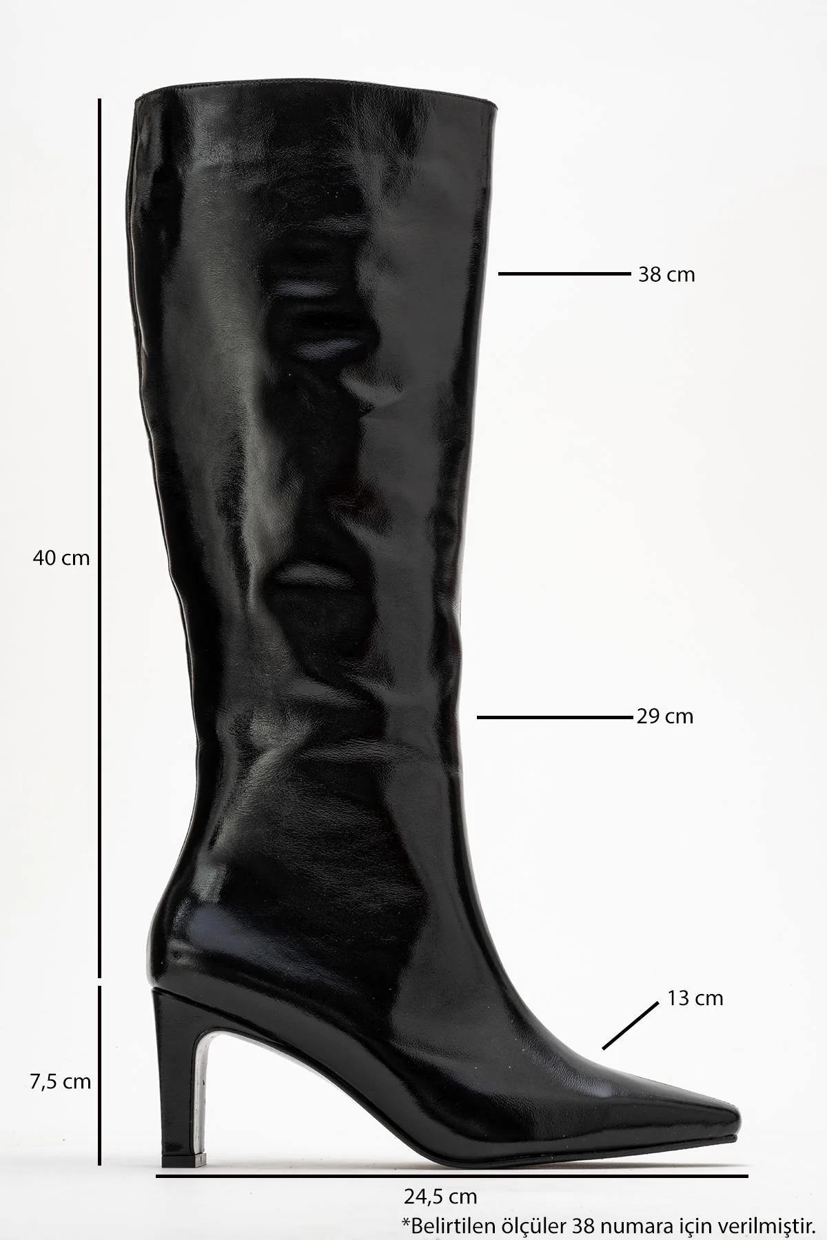 Valencia - Black Patent Genuine Leather Block Heel Boot (Women) - Image 6