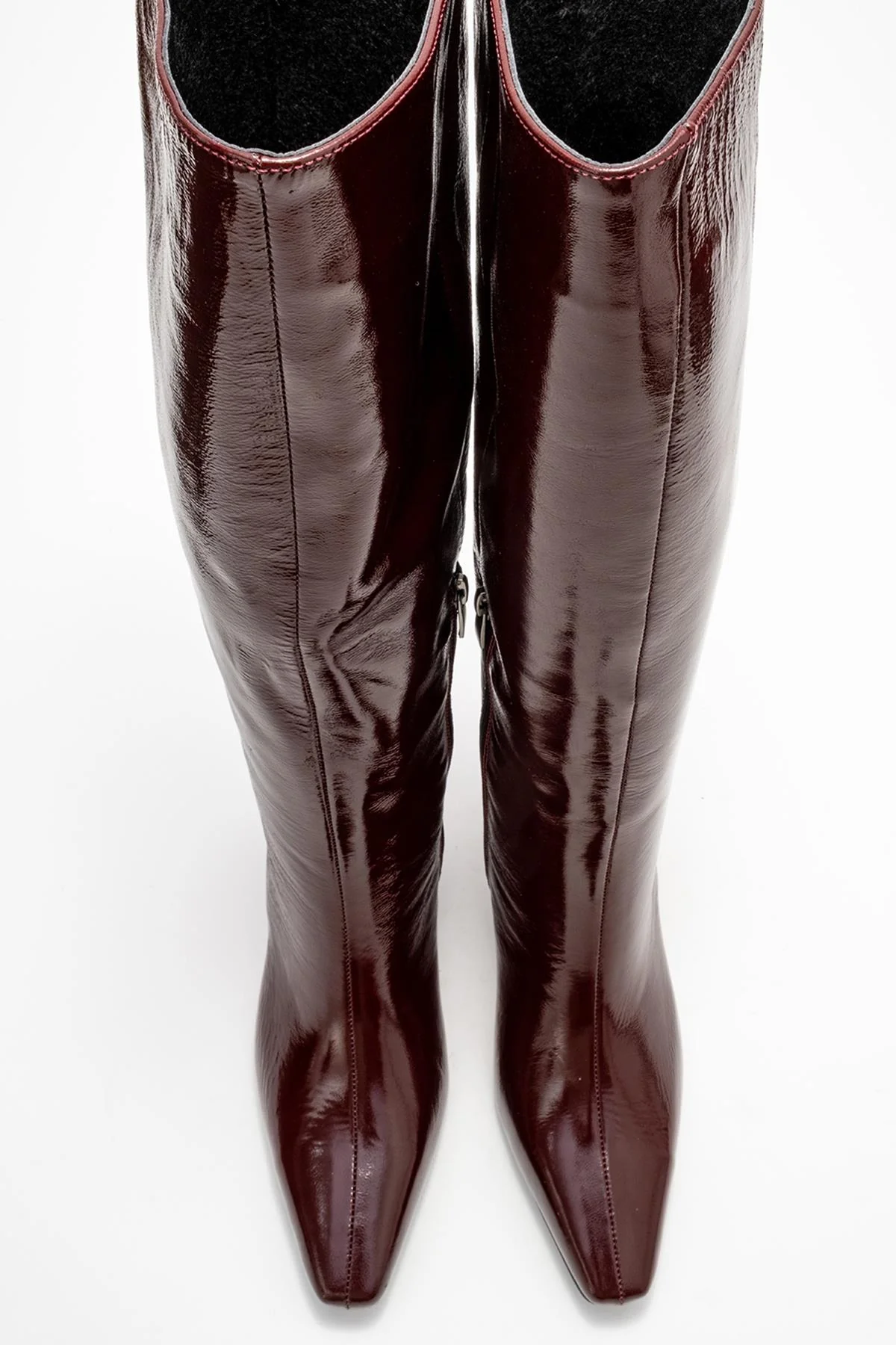 Valencia - Burgundy Patent Genuine Leather Block Heel Boot (Women) - Image 2