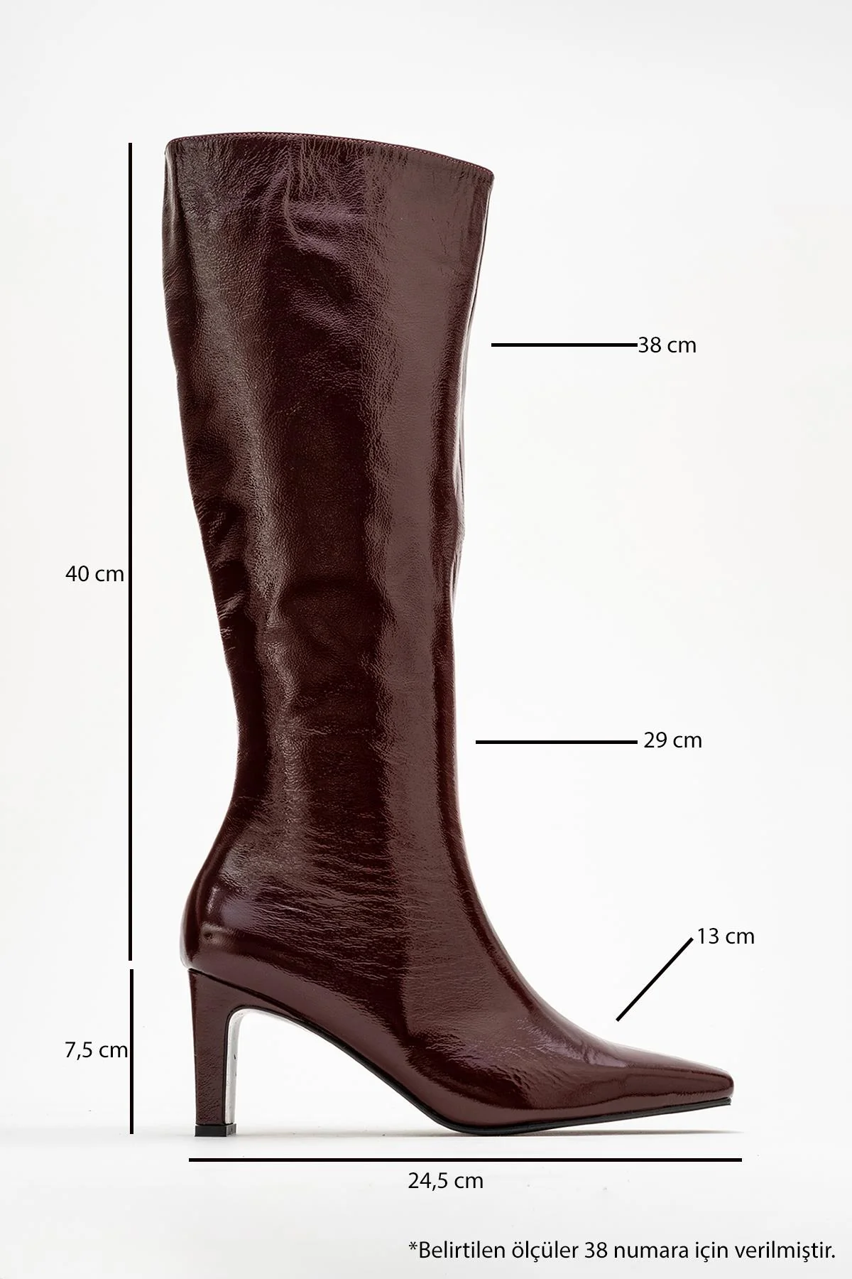 Valencia - Burgundy Patent Genuine Leather Block Heel Boot (Women) - Image 6