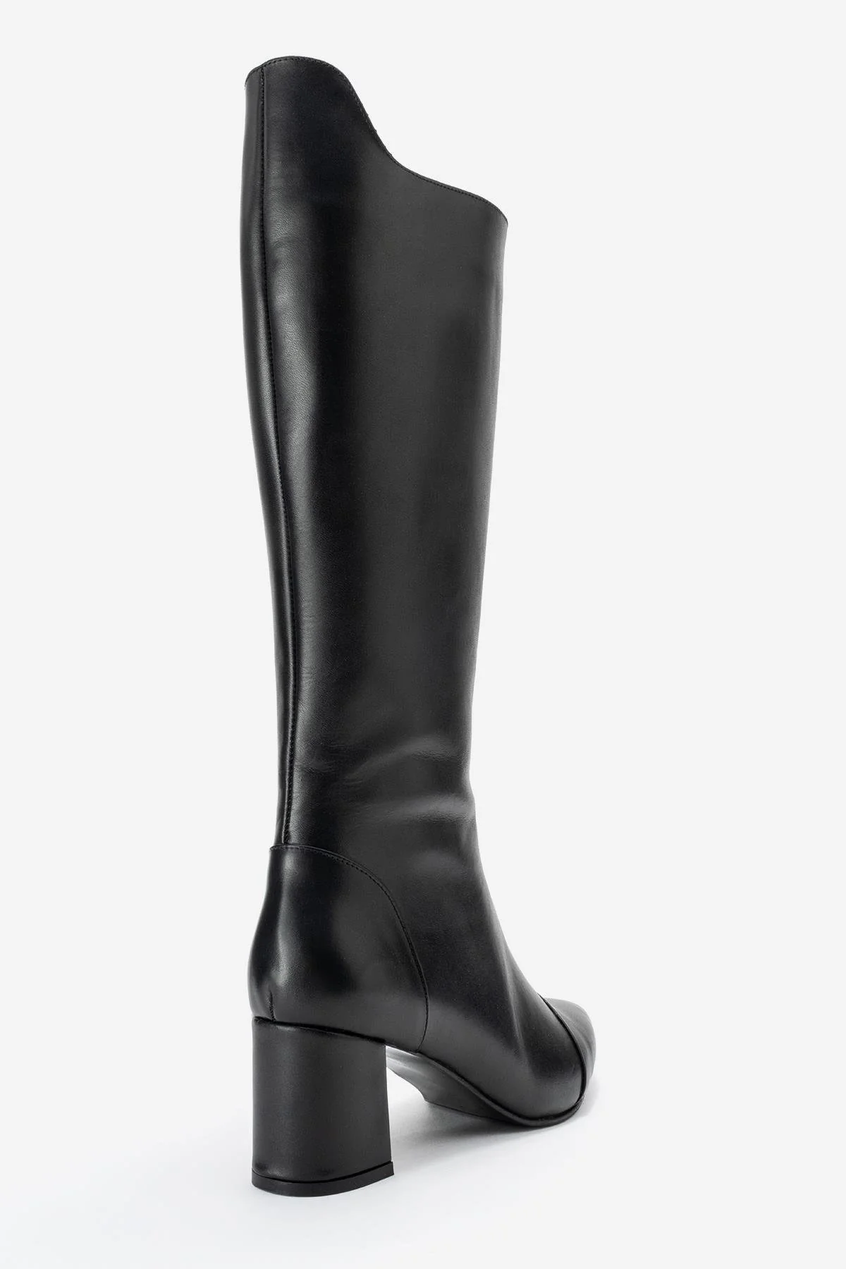 Lumin - Black Genuine Leather Block Heel Knee-High Boot (Women) - Image 5