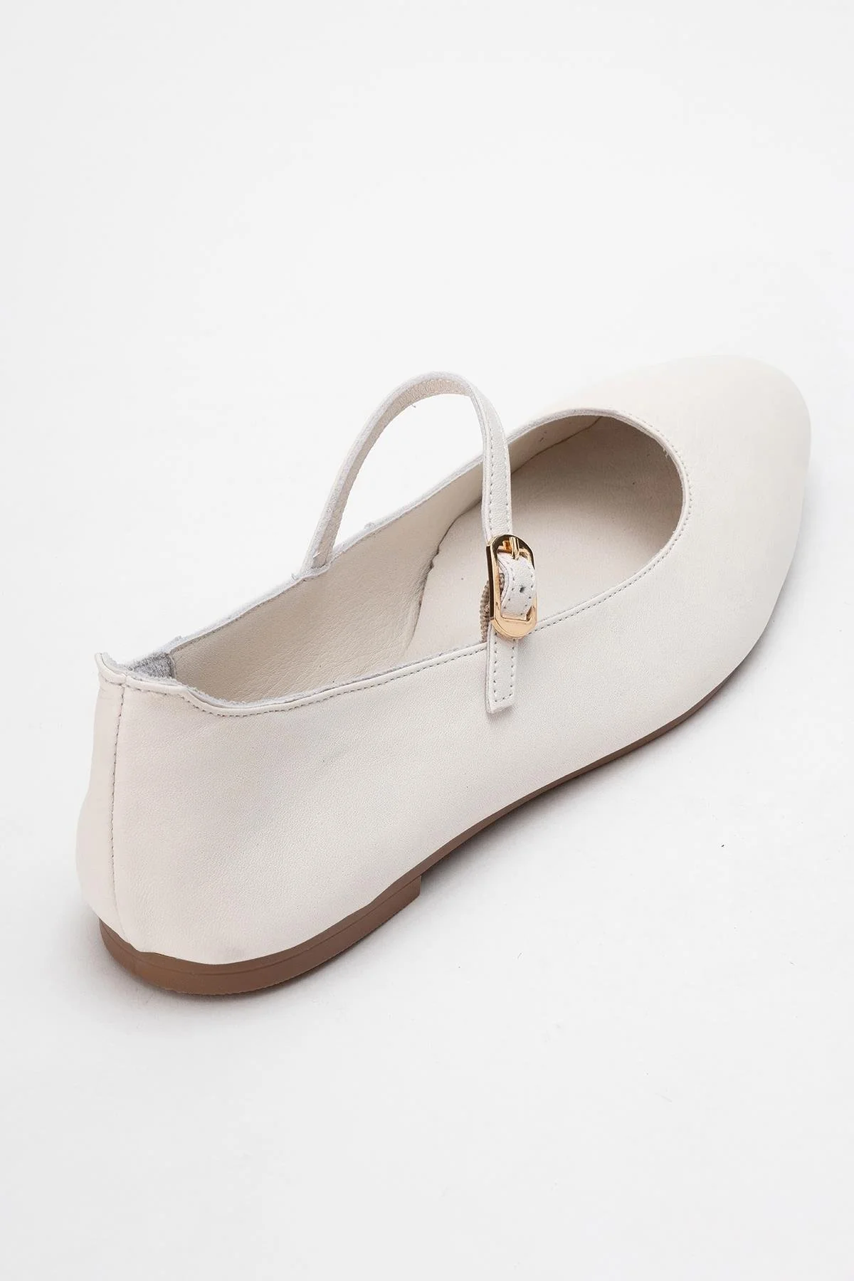 Lunaire - Off-White Genuine Leather Single Strap Pointed Toe Ballet Flat (Women) - Image 5