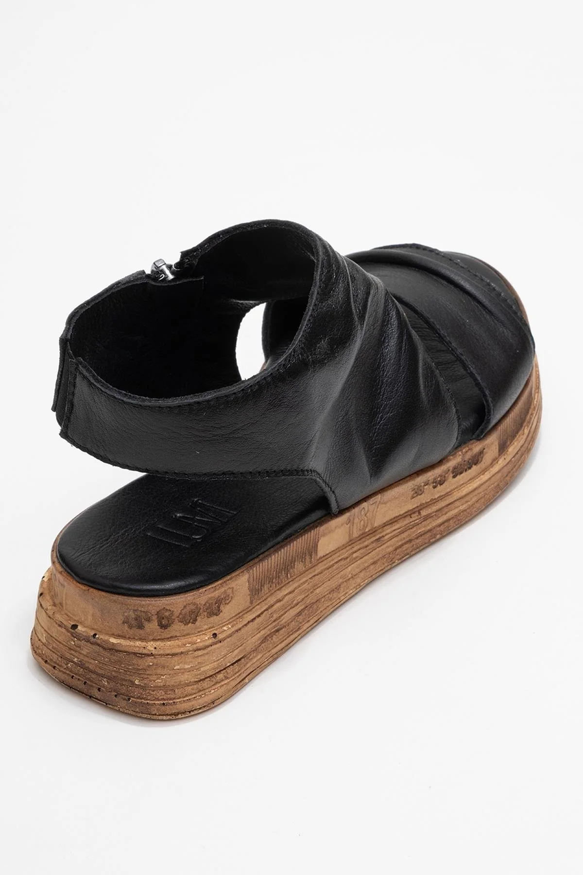 Lunas Black Leather SideāZip Flat Heel Sandal (Women) - Image 5