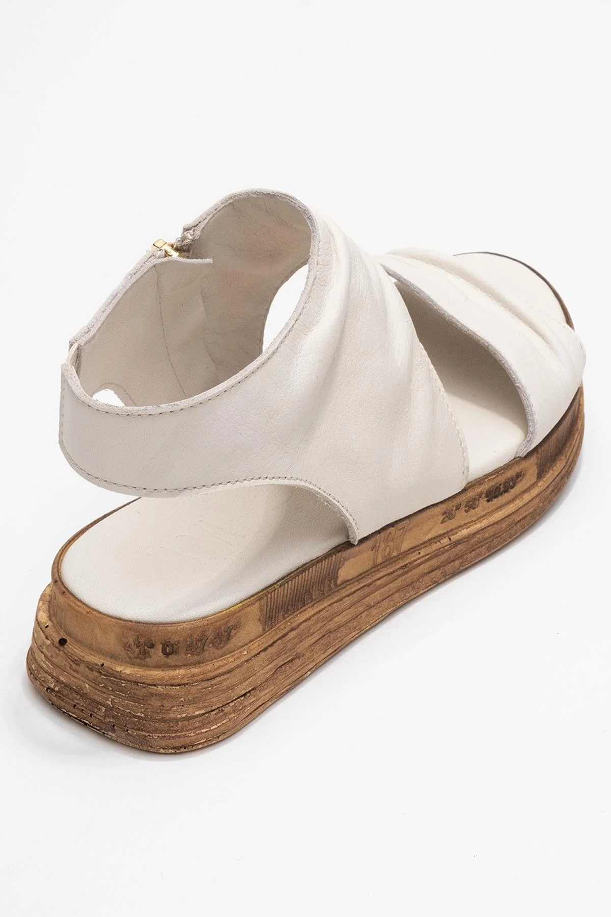 Lunas Cream Leather Side‑Zip Flat Heel Sandal (Women) - Image 5
