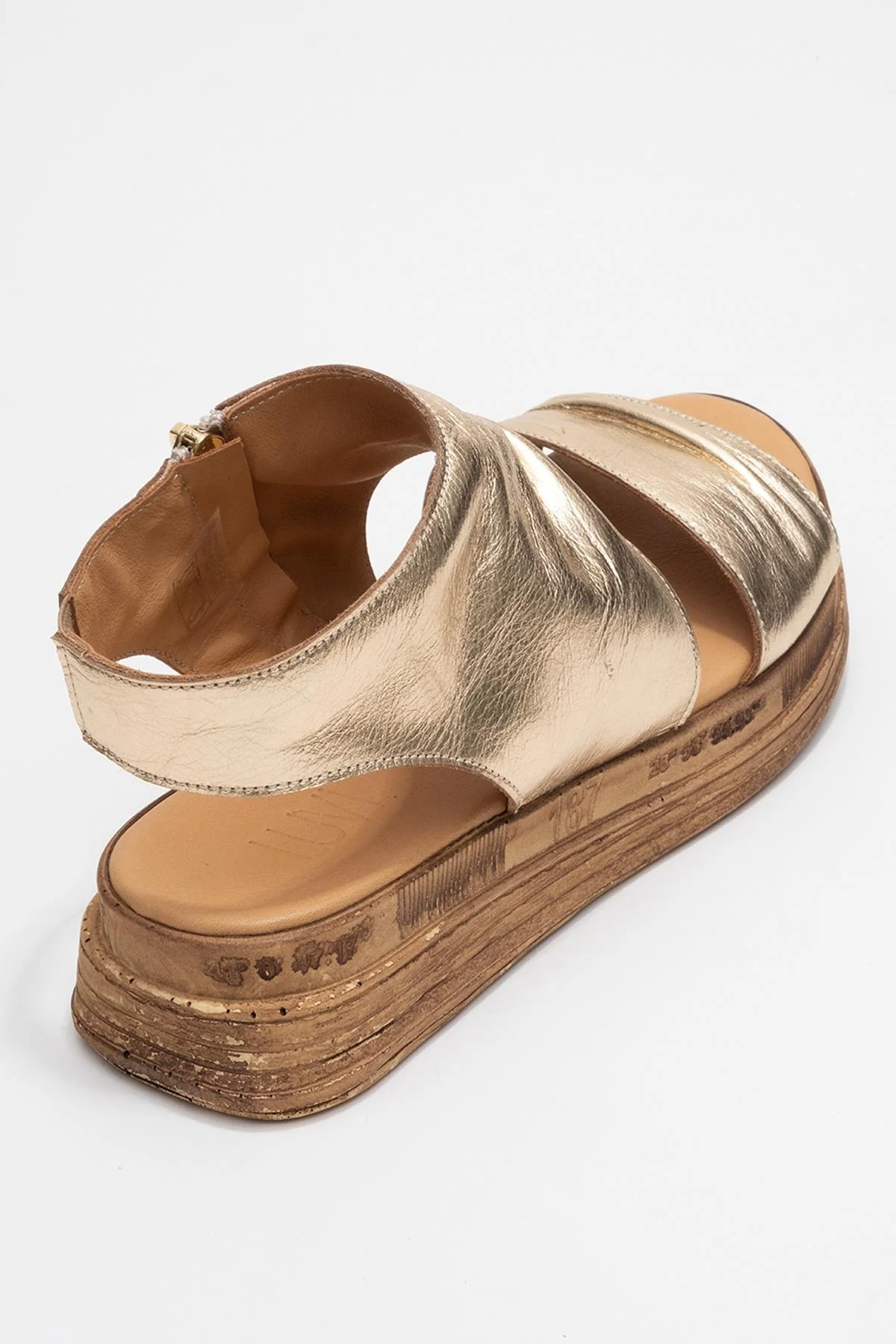 Lunas Gold Leather Side‑Zip Flat Heel Sandal (Women) - Image 5