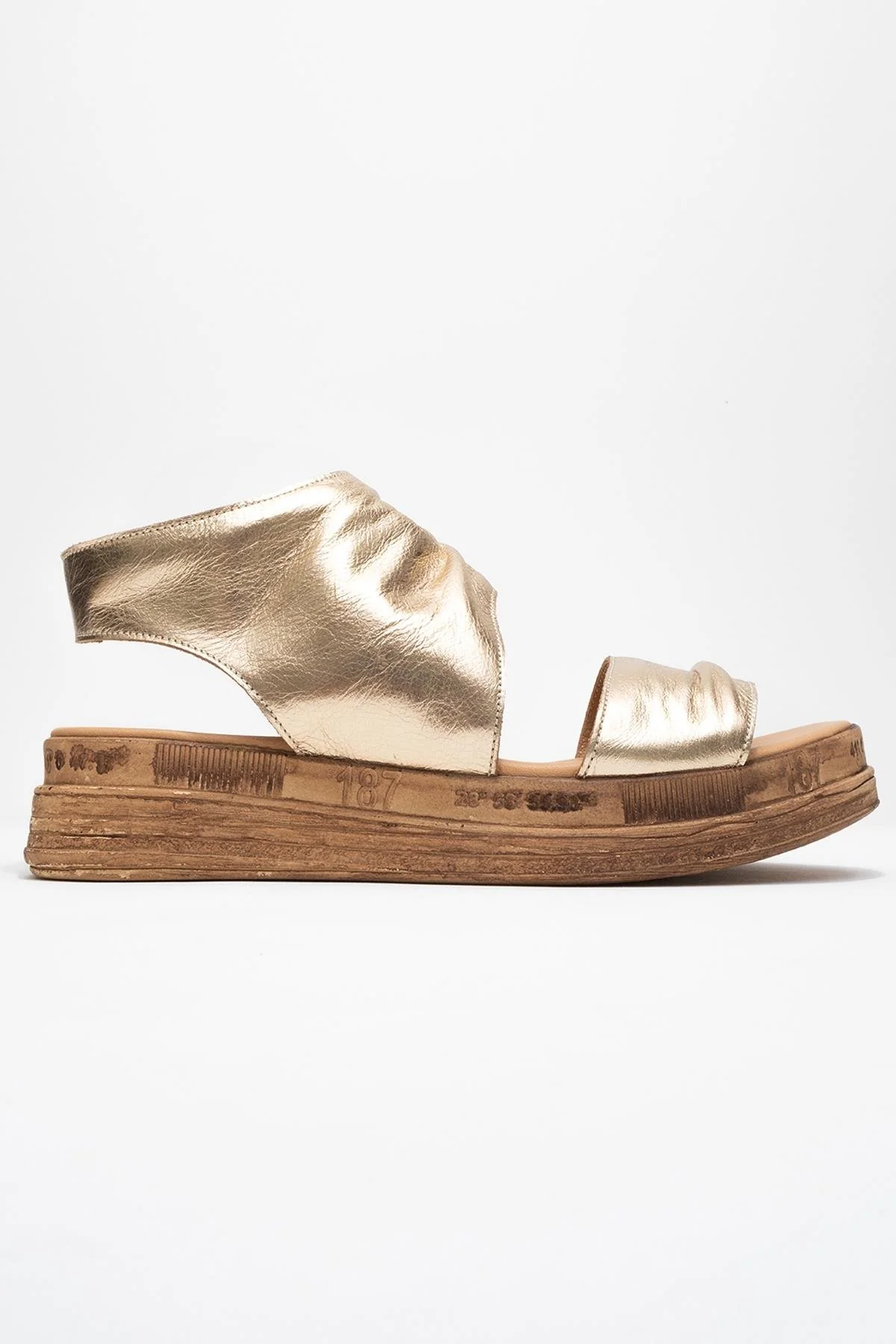 Lunas Gold Leather Side‑Zip Flat Heel Sandal (Women) - Image 6