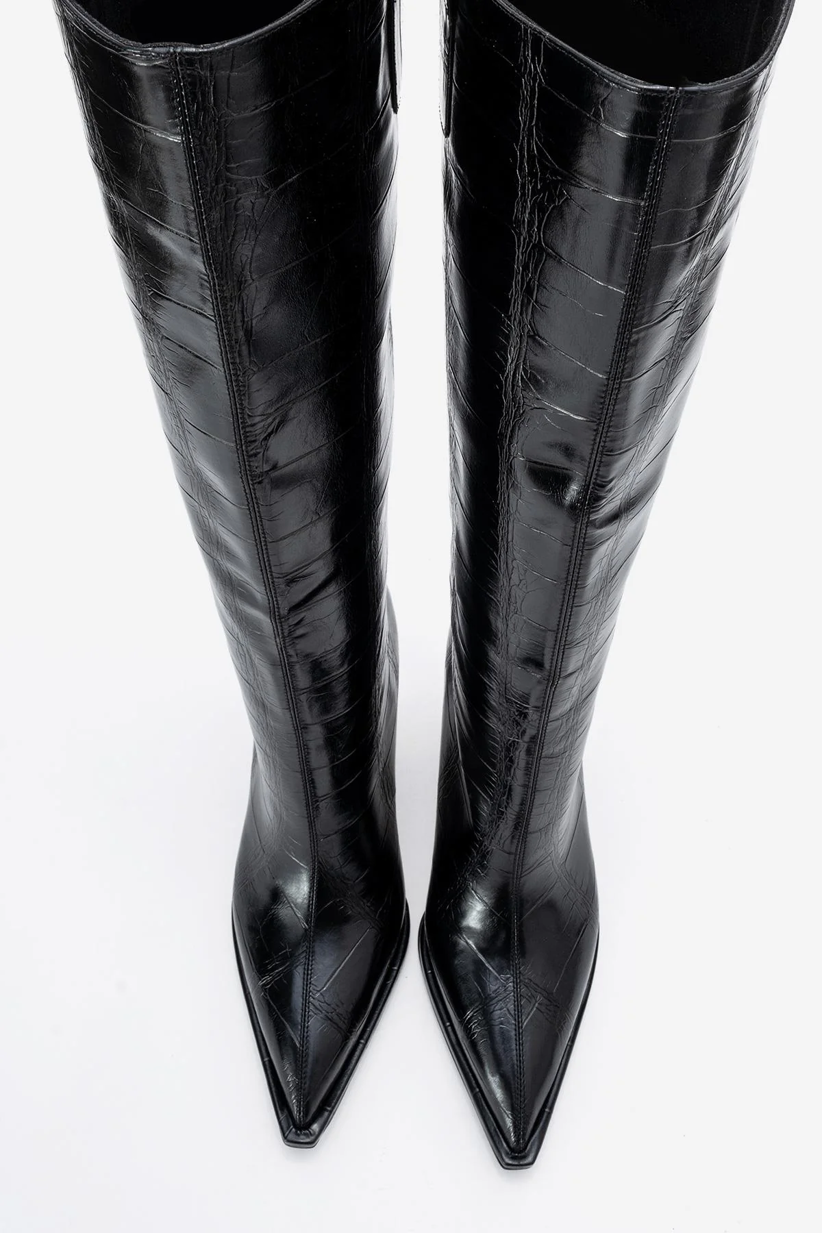 Lunelle - Black Pointed Toe Stiletto Heel Knee-High Boot (Women) - Image 2