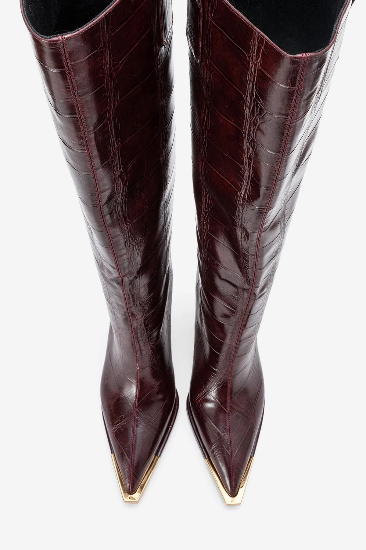 Lunelle - Burgundy Pointed Toe Stiletto Heel Knee-High Boot (Women) - Image 2