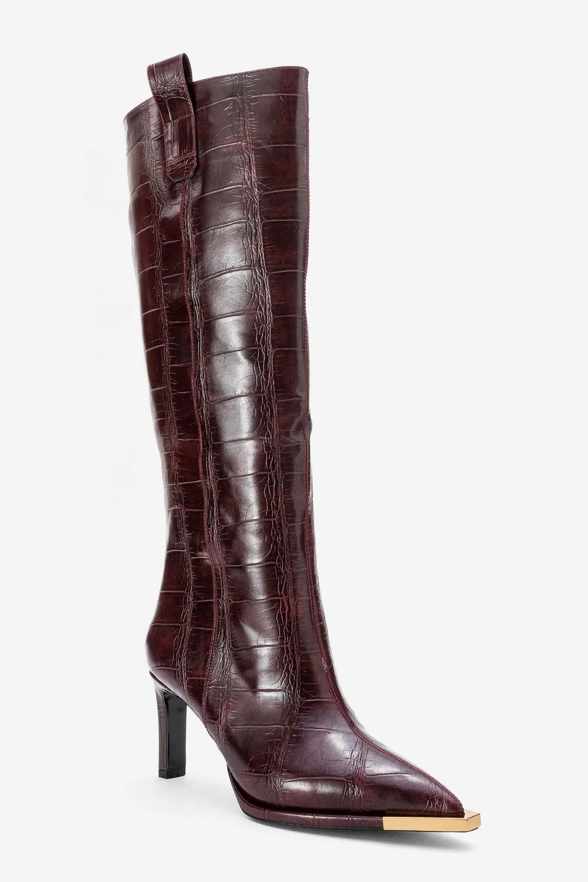 Lunelle - Burgundy Pointed Toe Stiletto Heel Knee-High Boot (Women) - Image 3