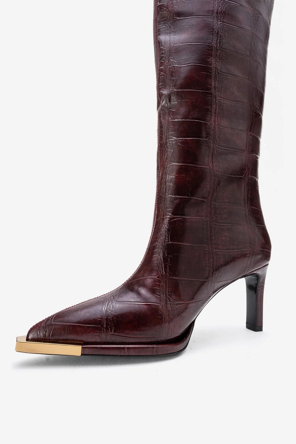Lunelle - Burgundy Pointed Toe Stiletto Heel Knee-High Boot (Women) - Image 4