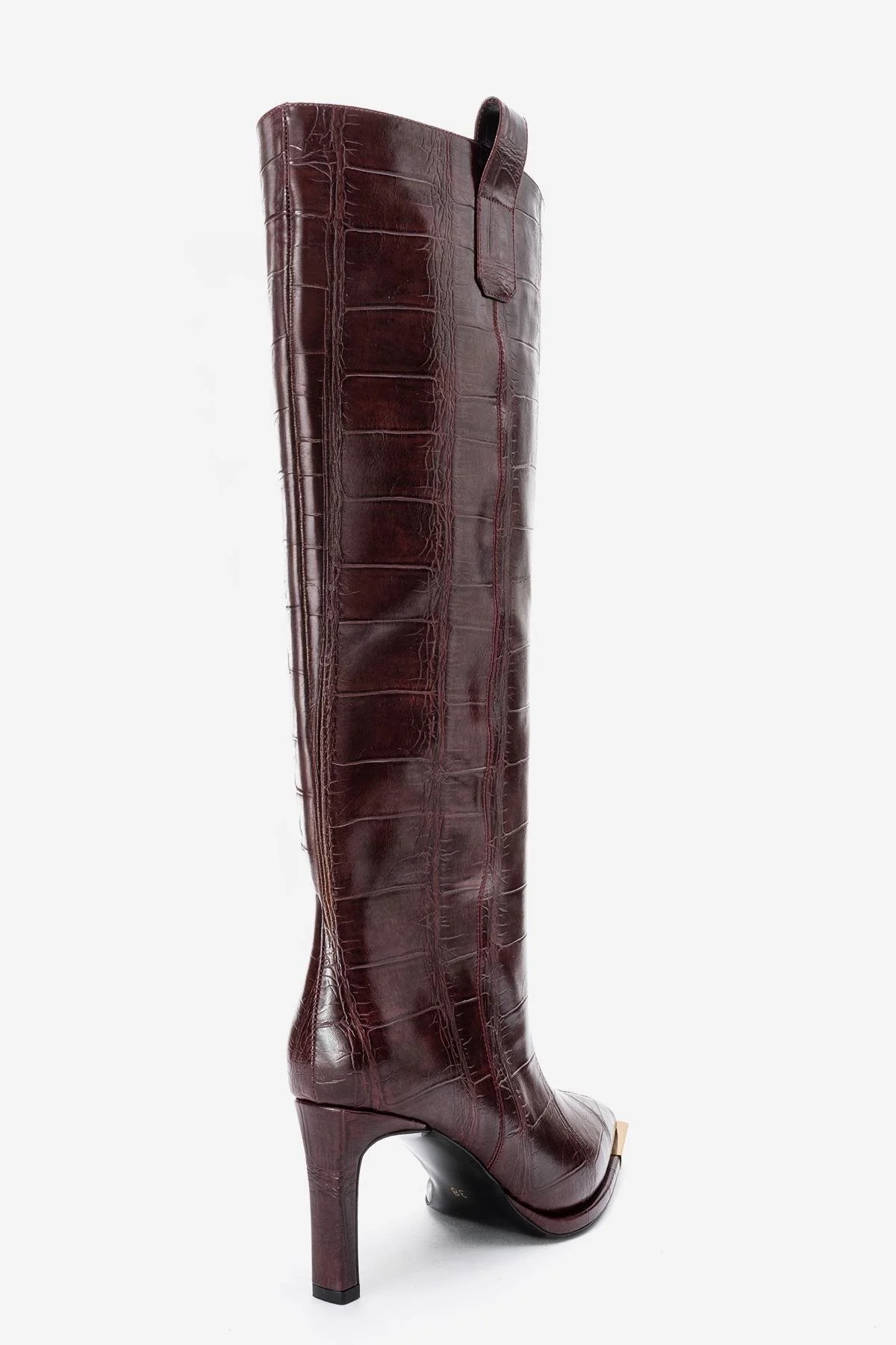 Lunelle - Burgundy Pointed Toe Stiletto Heel Knee-High Boot (Women) - Image 5