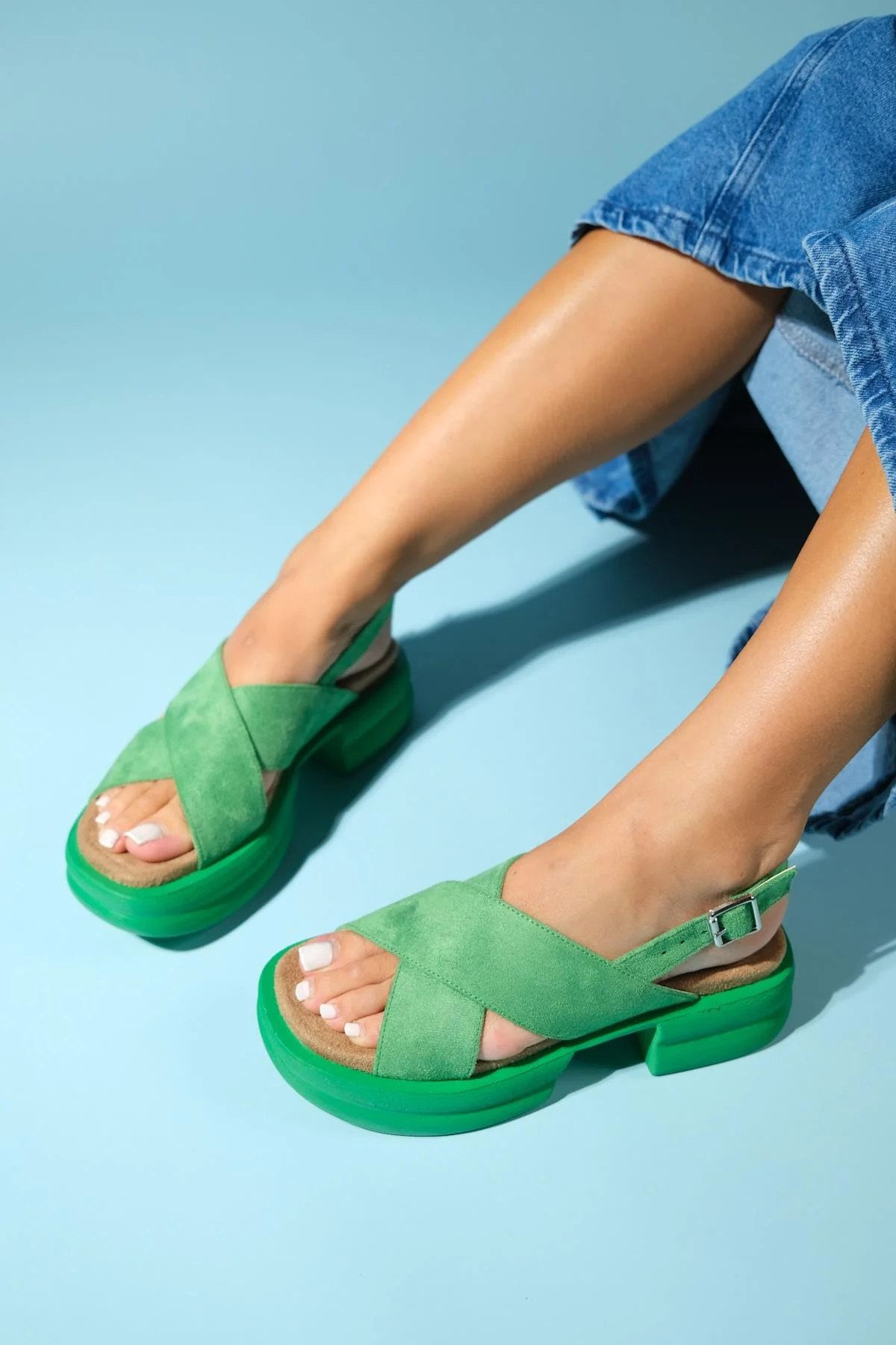 Lungo - Green Chunky Platform Sandal (Women)