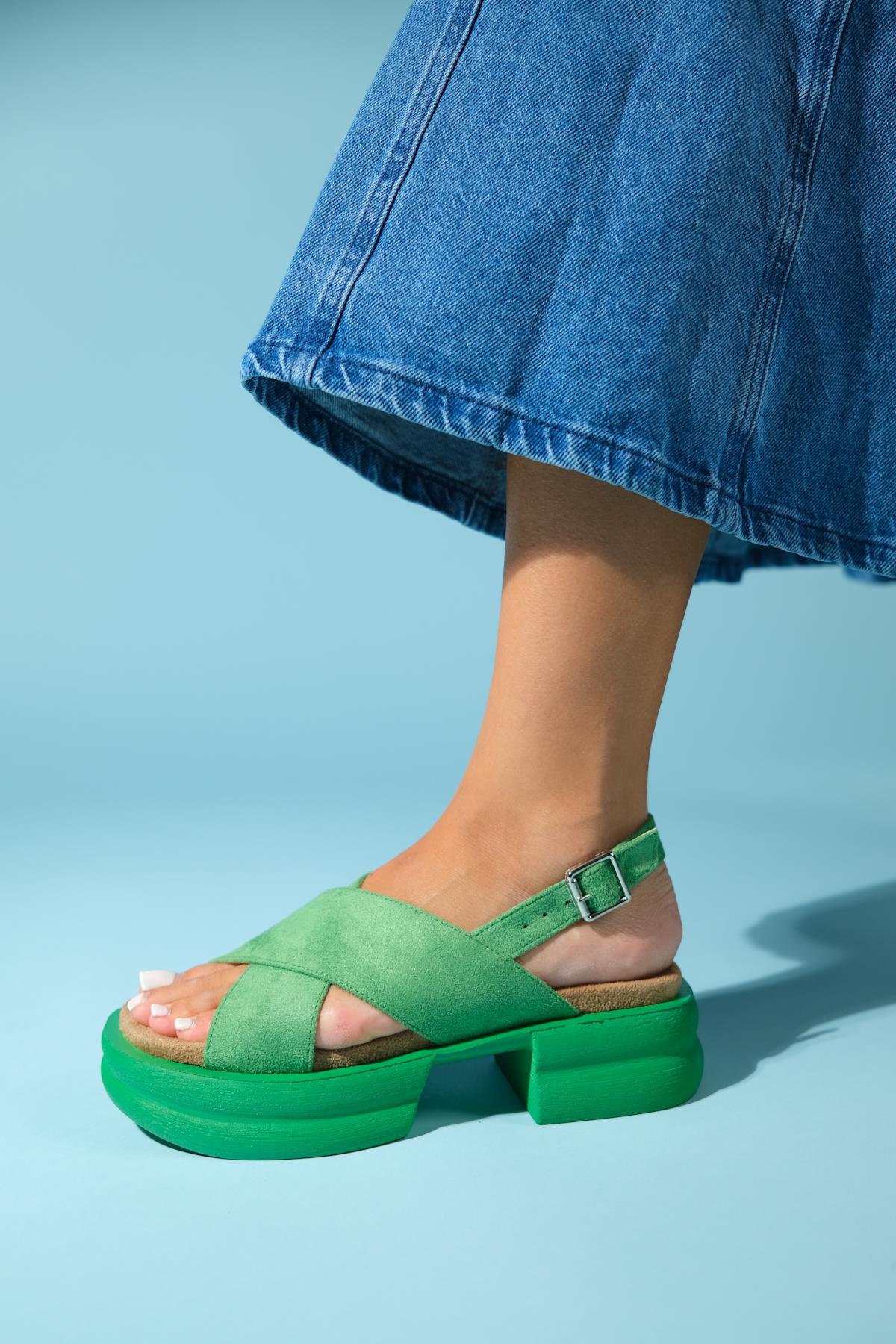 Lungo - Green Chunky Platform Sandal (Women) - Image 3