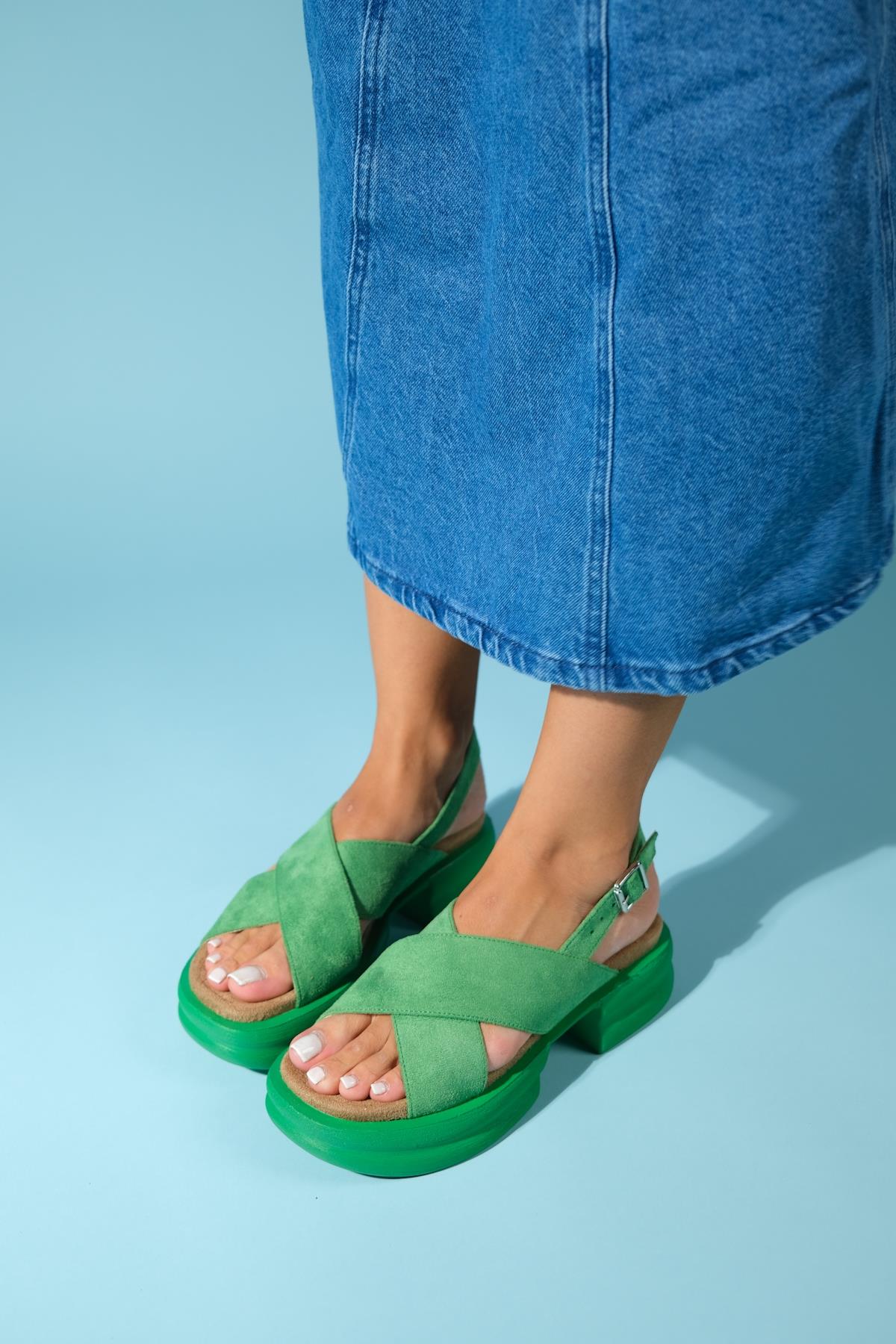 Lungo - Green Chunky Platform Sandal (Women) - Image 5