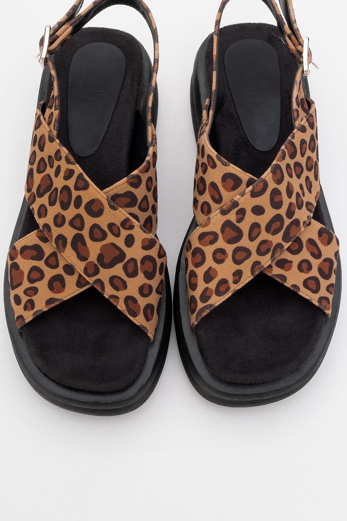 Lungo Leopard Cross‑Strap Wedge Sandal (Women) - Image 2