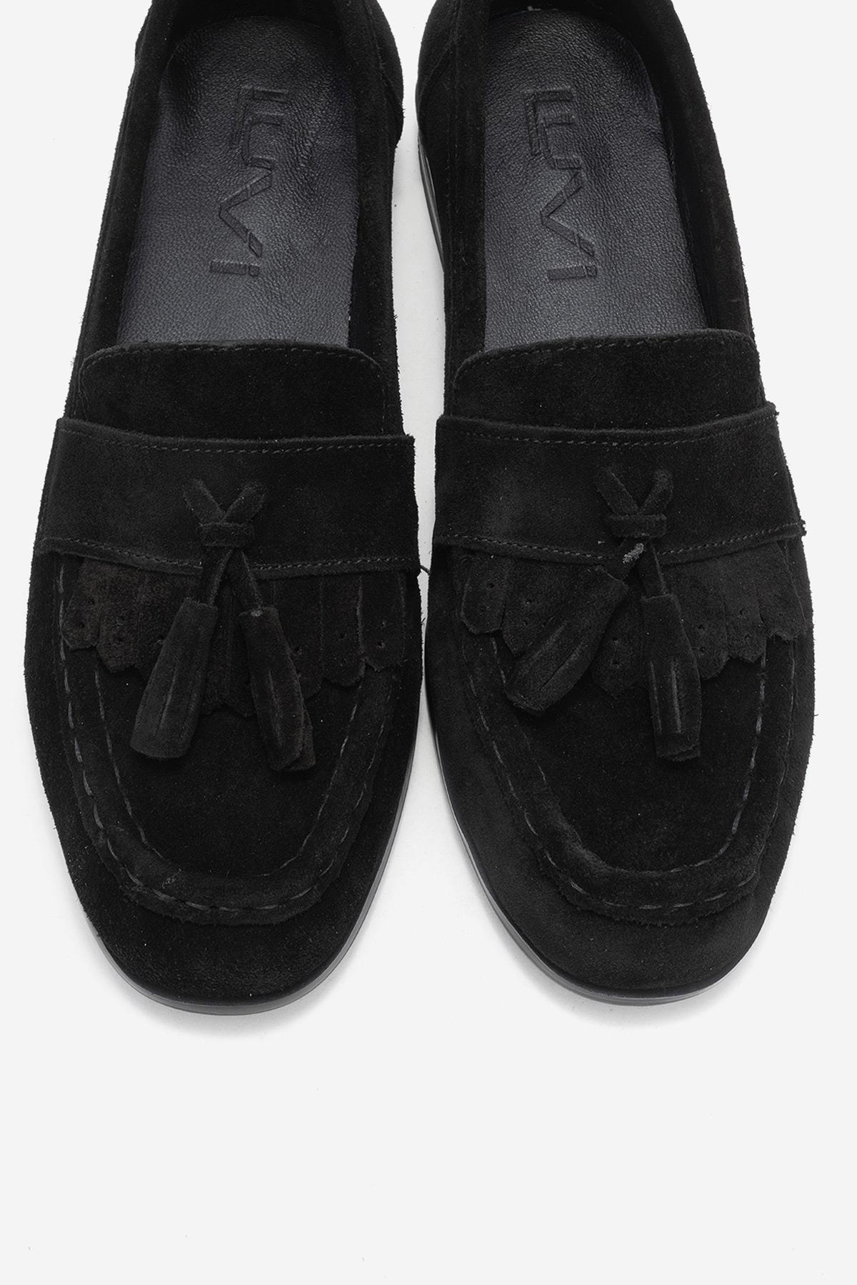 Lupen - Black Suede Tassel Genuine Leather Loafer (Women) - Image 2