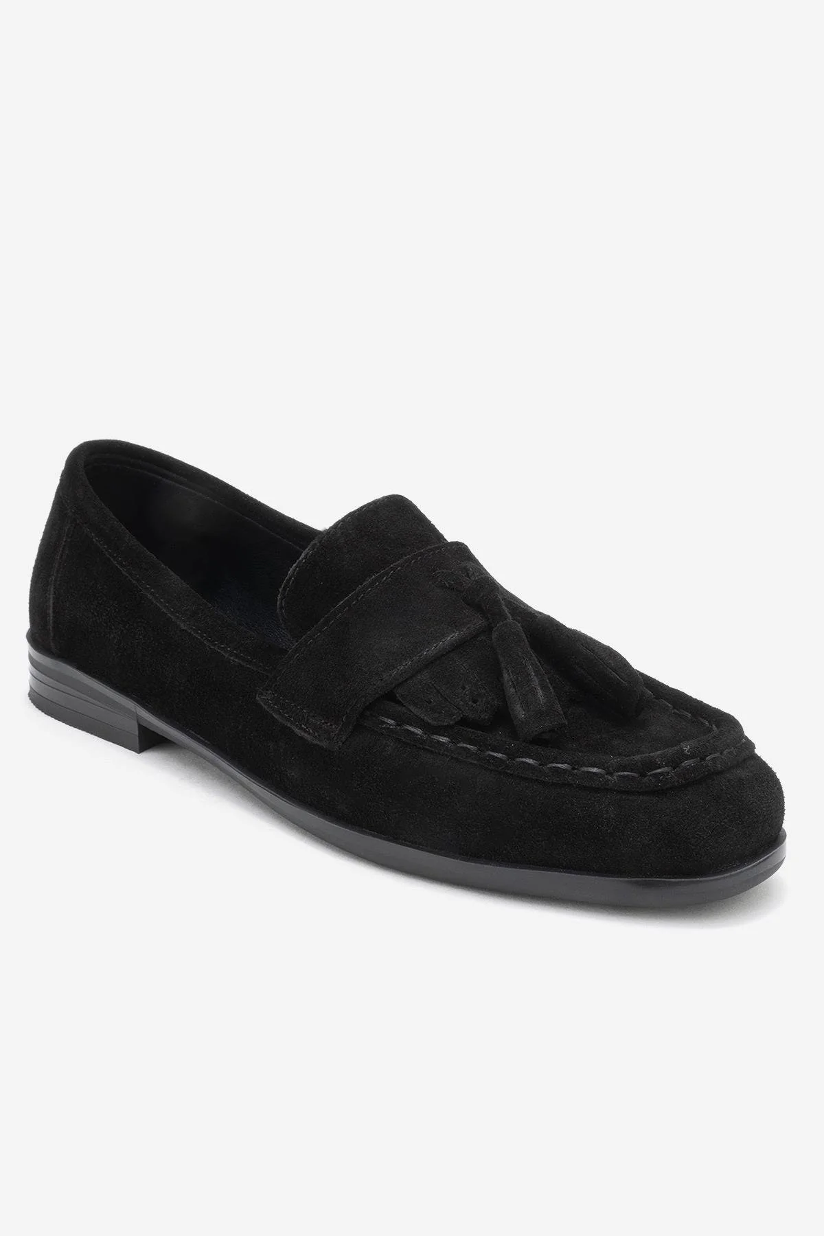 Lupen - Black Suede Tassel Genuine Leather Loafer (Women) - Image 3