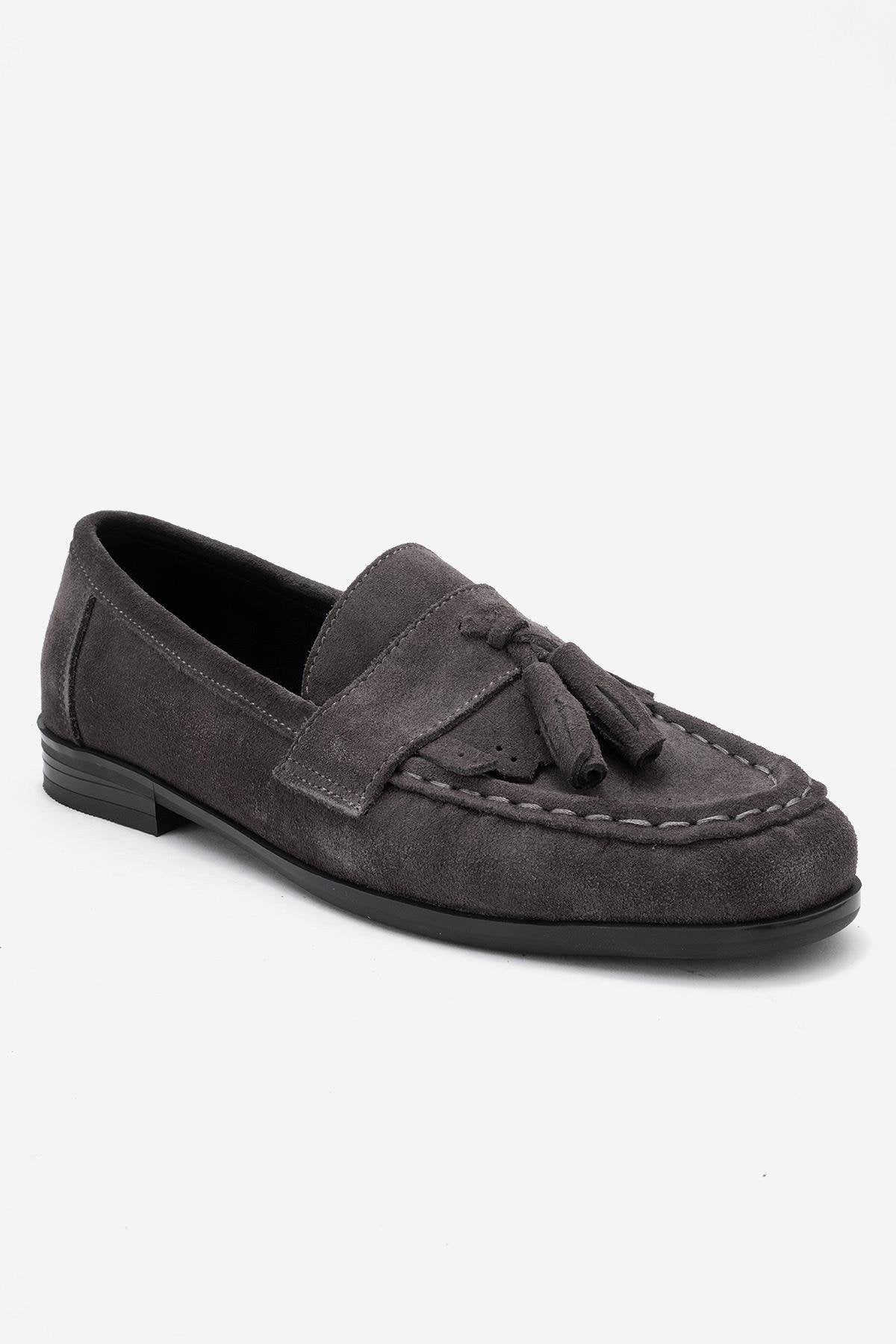 Lupen - Grey Suede Tassel Genuine Leather Loafer (Women) - Image 3