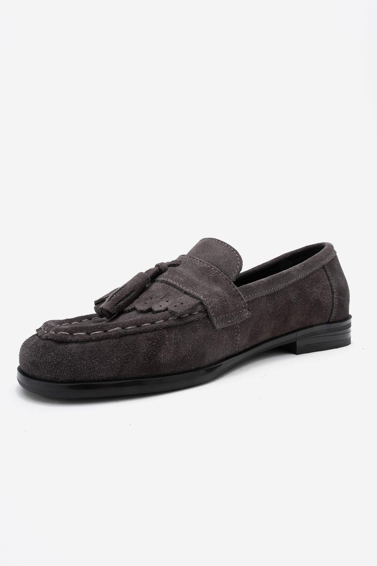 Lupen - Grey Suede Tassel Genuine Leather Loafer (Women) - Image 4