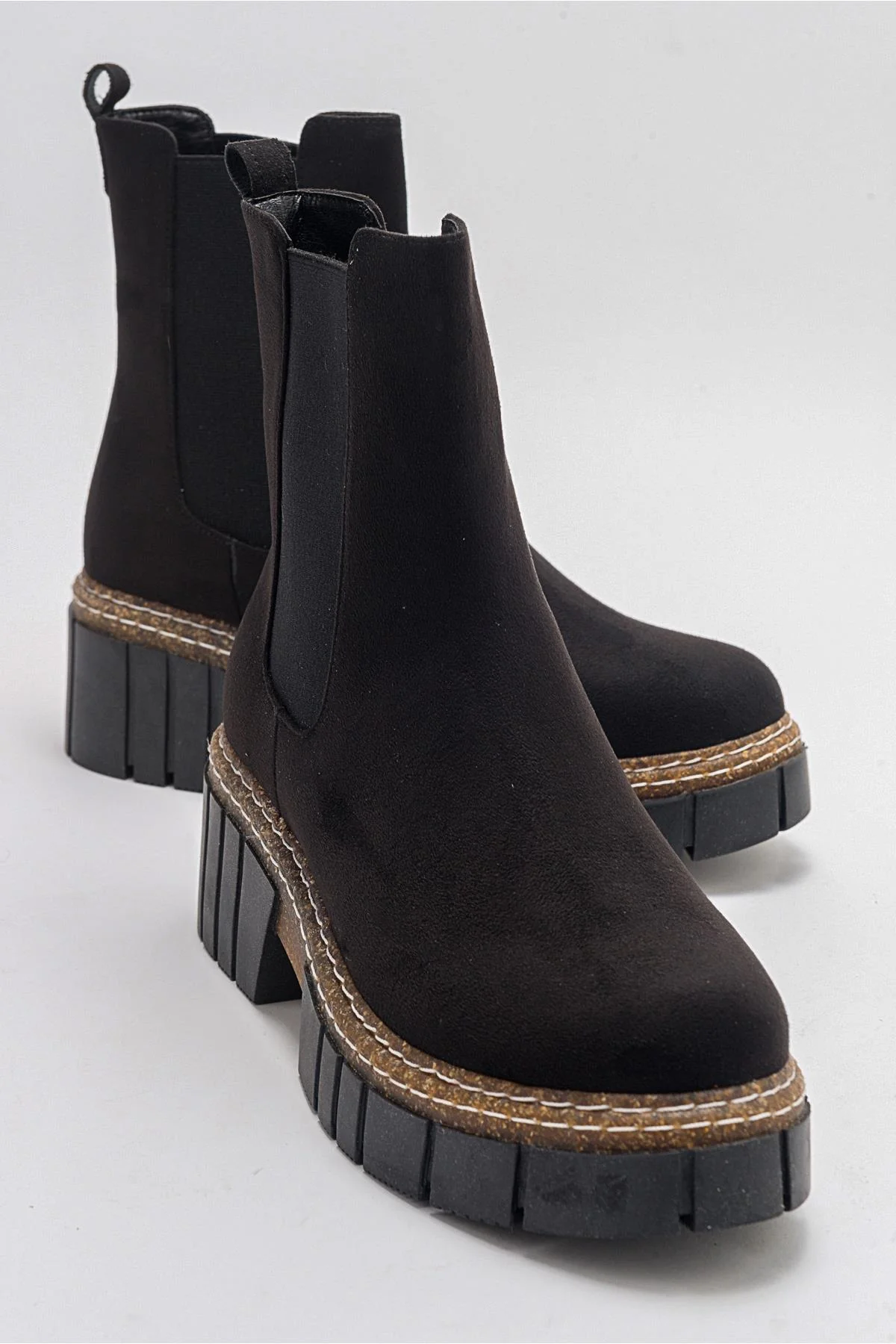 Luz Black Suede Block Heel Boot (Women) - Image 2
