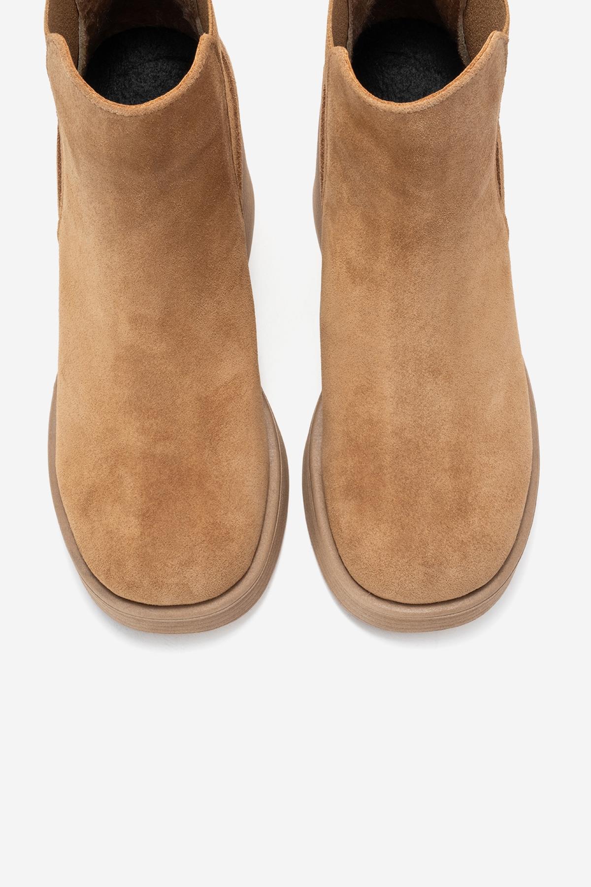 Lysa - Cognac Suede Genuine Leather Platform Heel Boot (Women) - Image 2