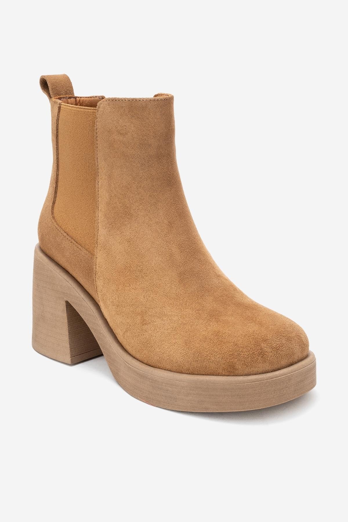 Lysa - Cognac Suede Genuine Leather Platform Heel Boot (Women) - Image 3