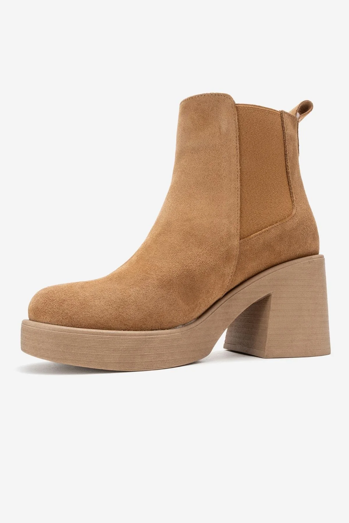 Lysa - Cognac Suede Genuine Leather Platform Heel Boot (Women) - Image 4