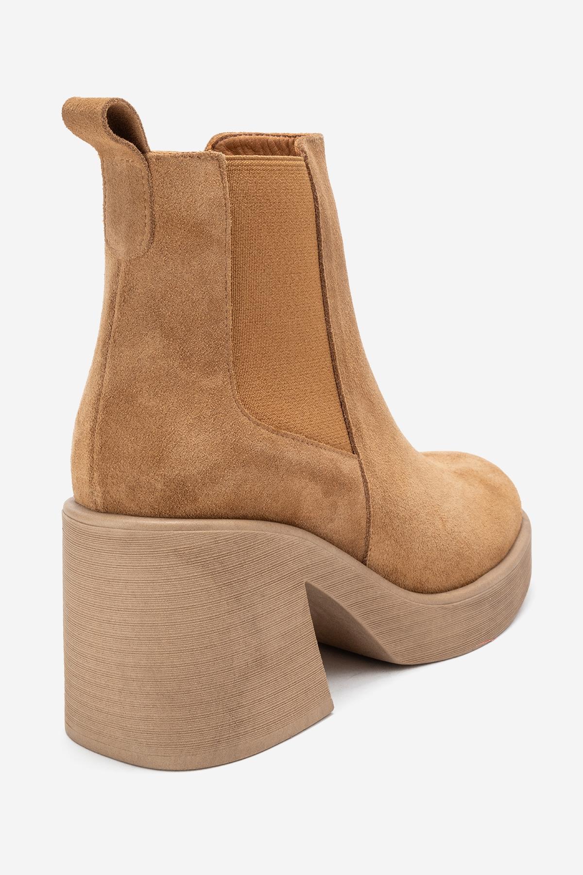 Lysa - Cognac Suede Genuine Leather Platform Heel Boot (Women) - Image 5
