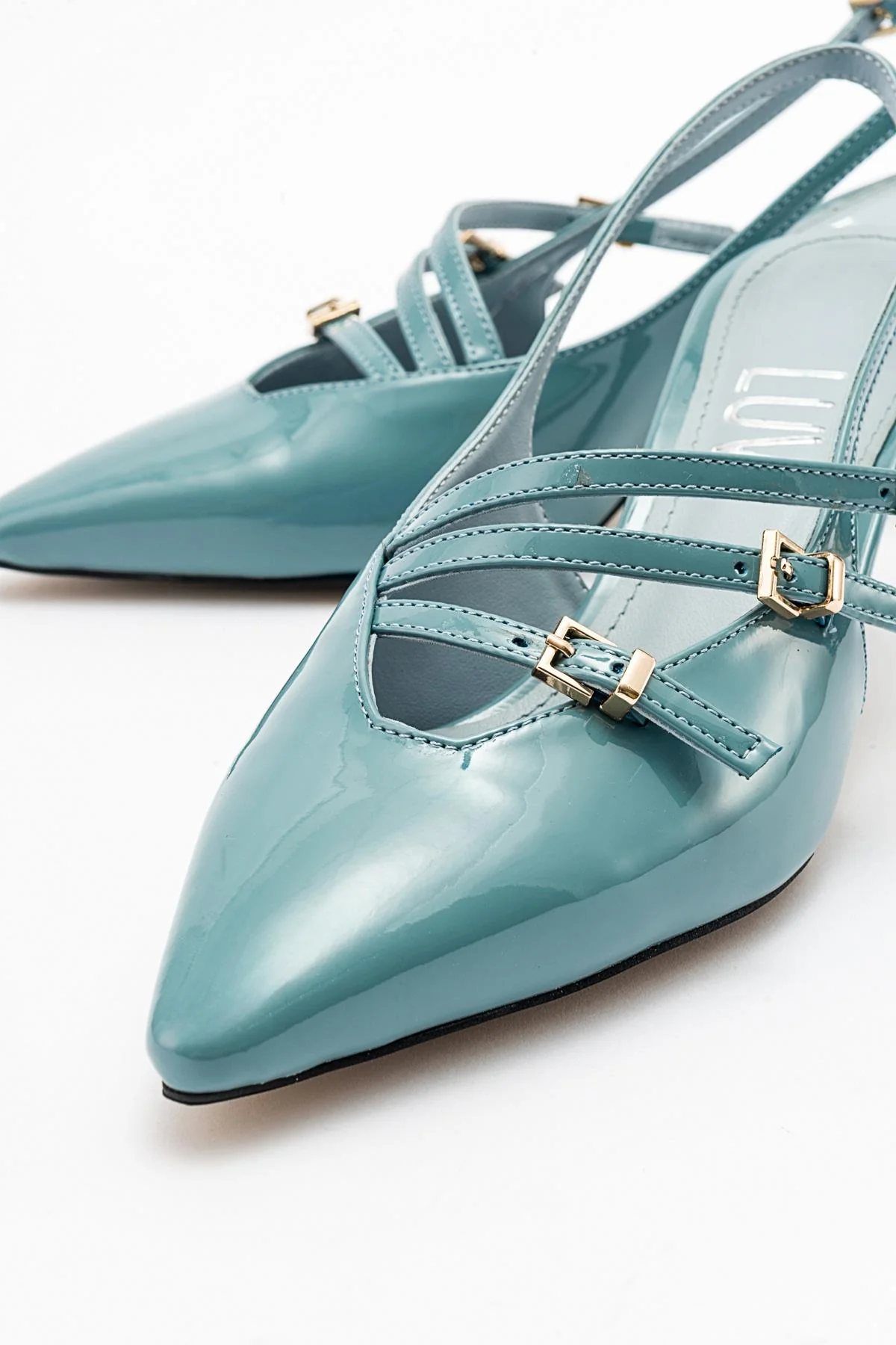 Magra Blue Patent Pointed-Toe Slingback Stiletto (Women) - Image 3