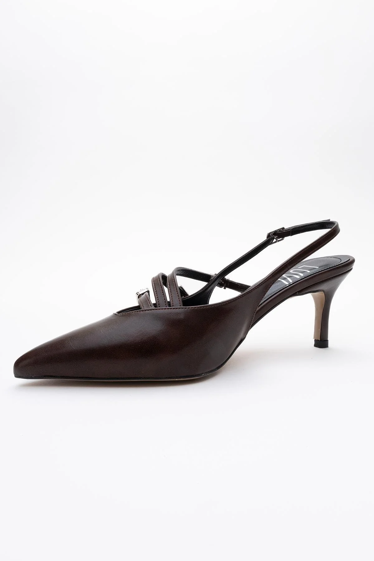 Magra Brown Cilt Pointed-Toe Slingback Stiletto (Women) - Image 4