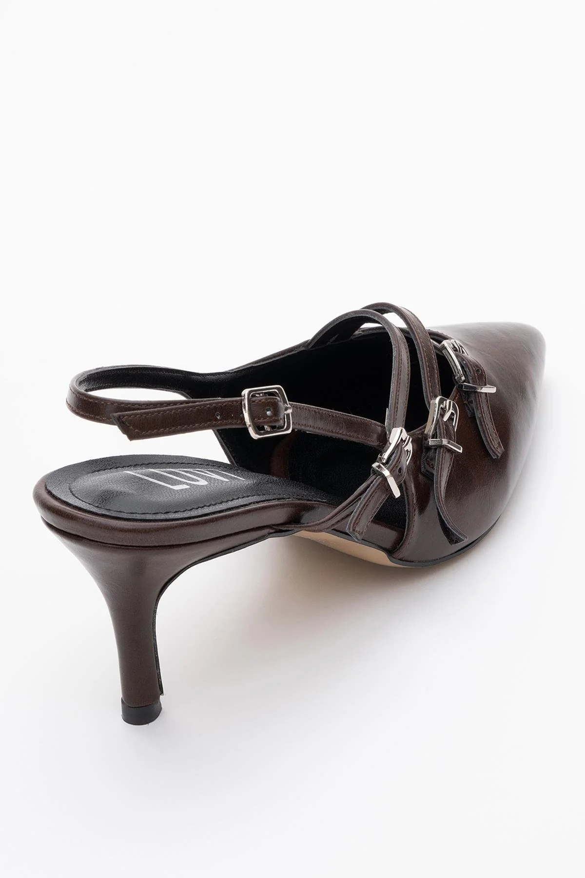 Magra Brown Cilt Pointed-Toe Slingback Stiletto (Women) - Image 5