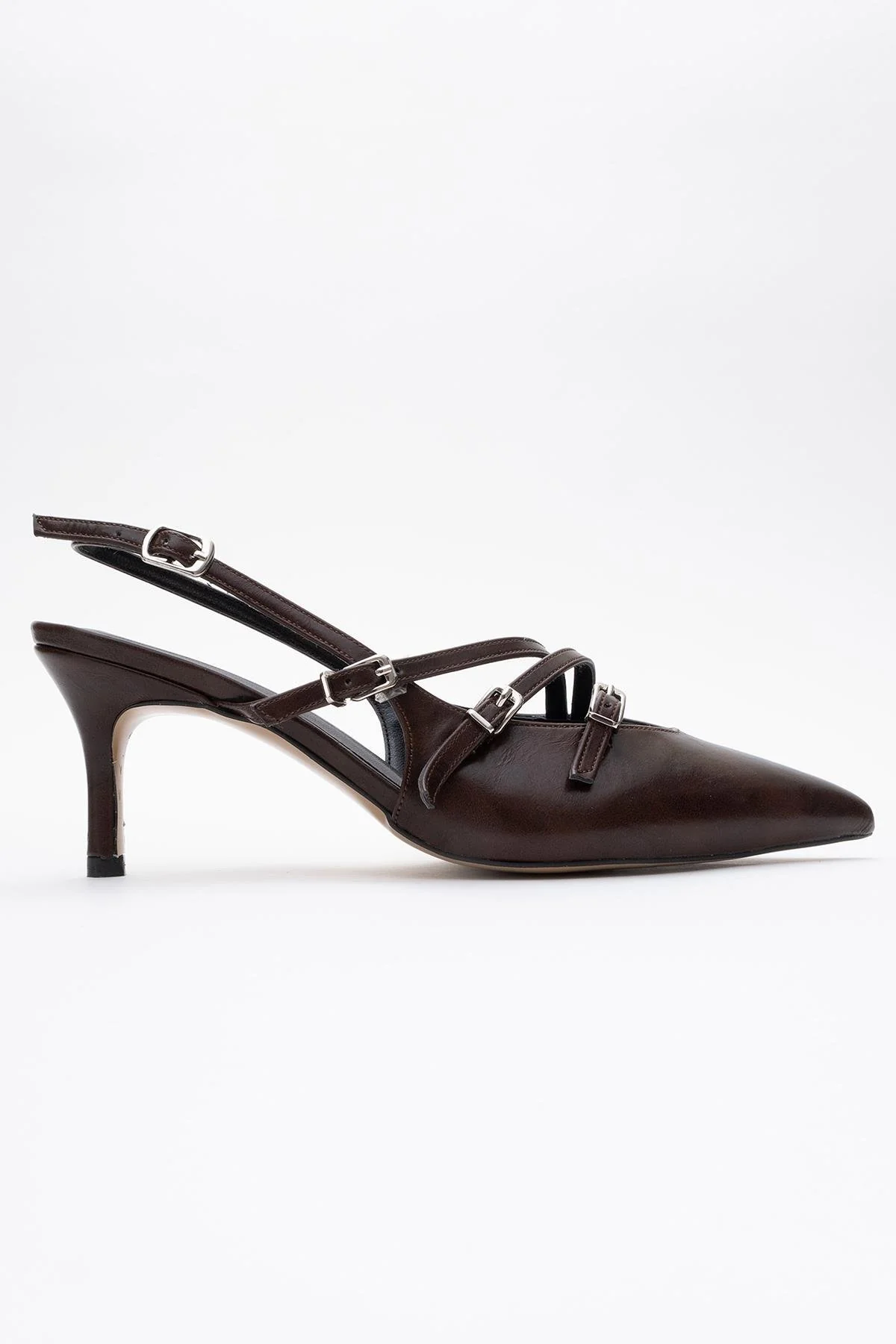 Magra Brown Cilt Pointed-Toe Slingback Stiletto (Women) - Image 6