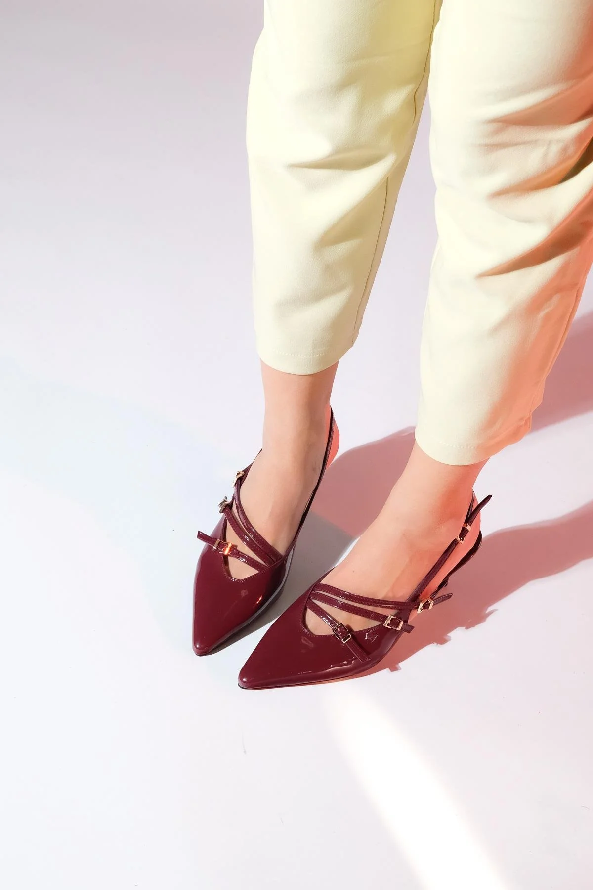 Magra Burgundy Patent Pointed-Toe Slingback Stiletto (Women) - Image 6