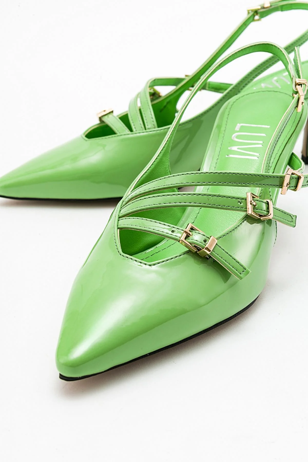 Magra Green Patent Pointed-Toe Slingback Stiletto (Women) - Image 2