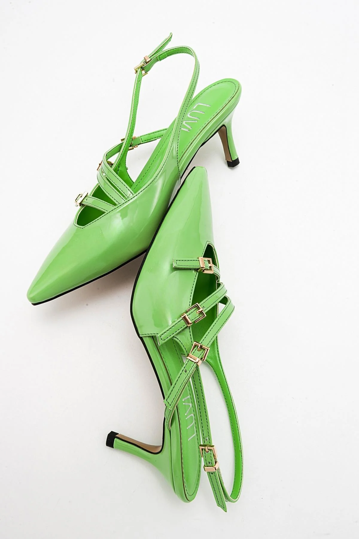 Magra Green Patent Pointed-Toe Slingback Stiletto (Women) - Image 3