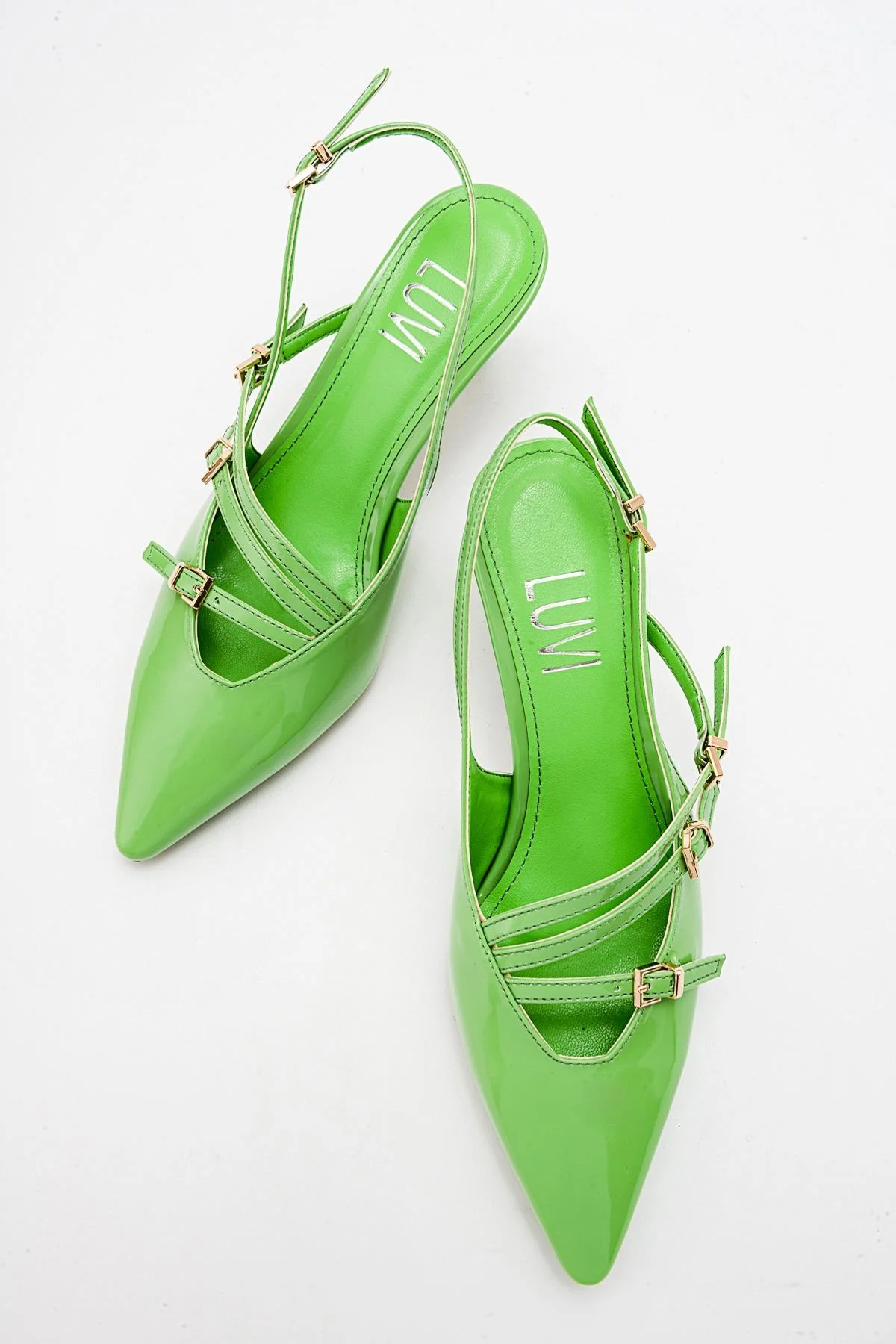 Magra Green Patent Pointed-Toe Slingback Stiletto (Women) - Image 5