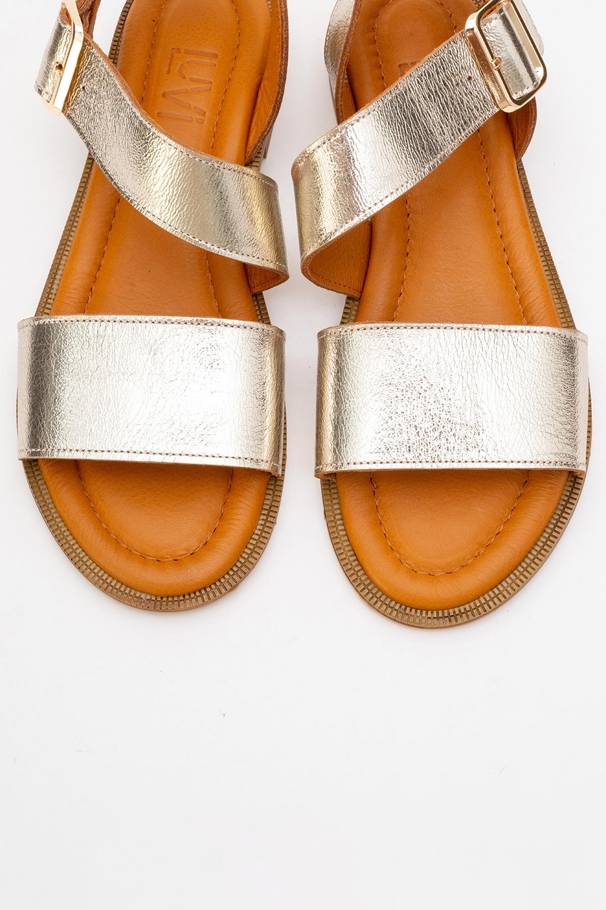 Majesty Gold Leather Sandal (Women) - Image 2