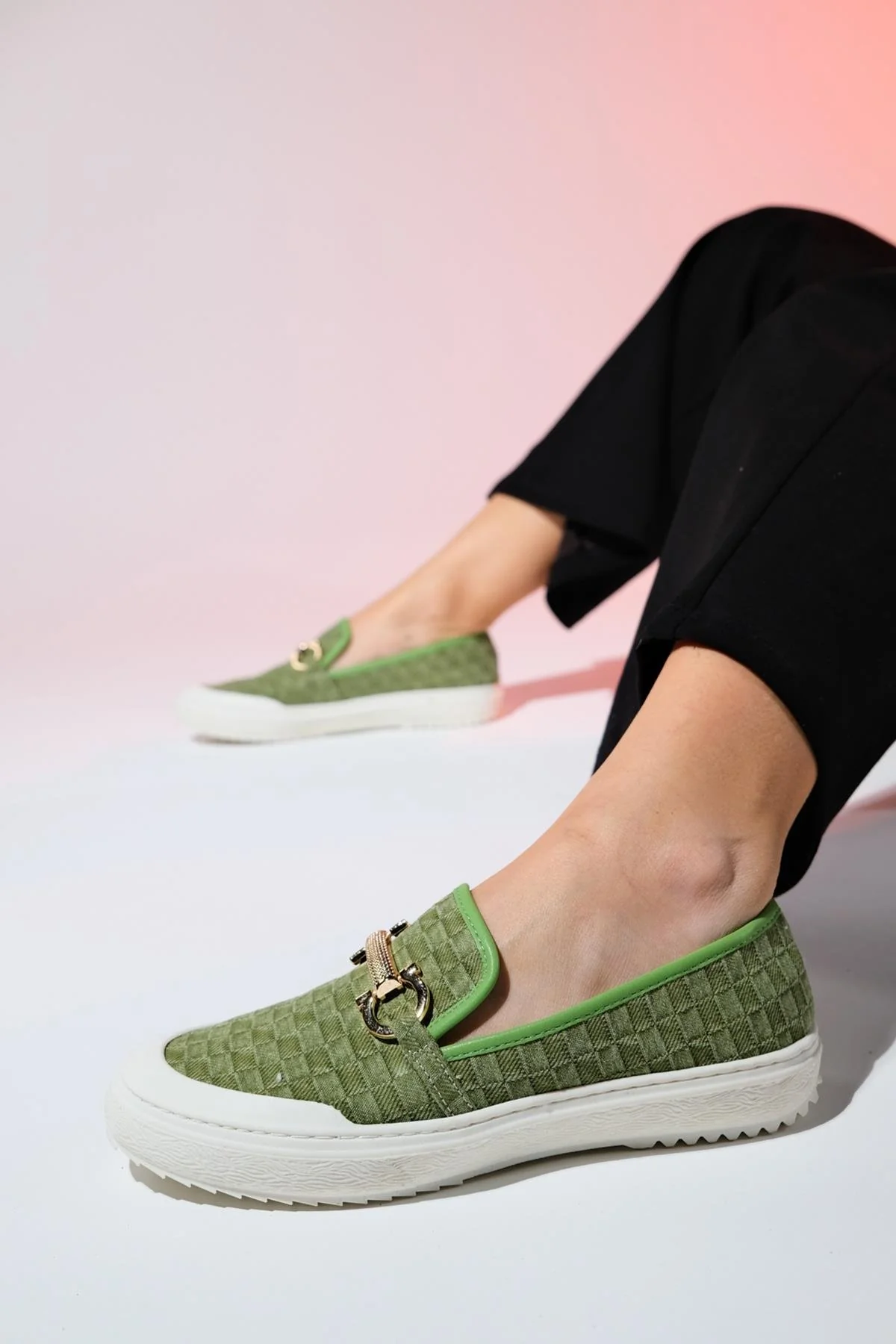 Marakesh - Green Denim Buckle Loafer (Women) - Image 2