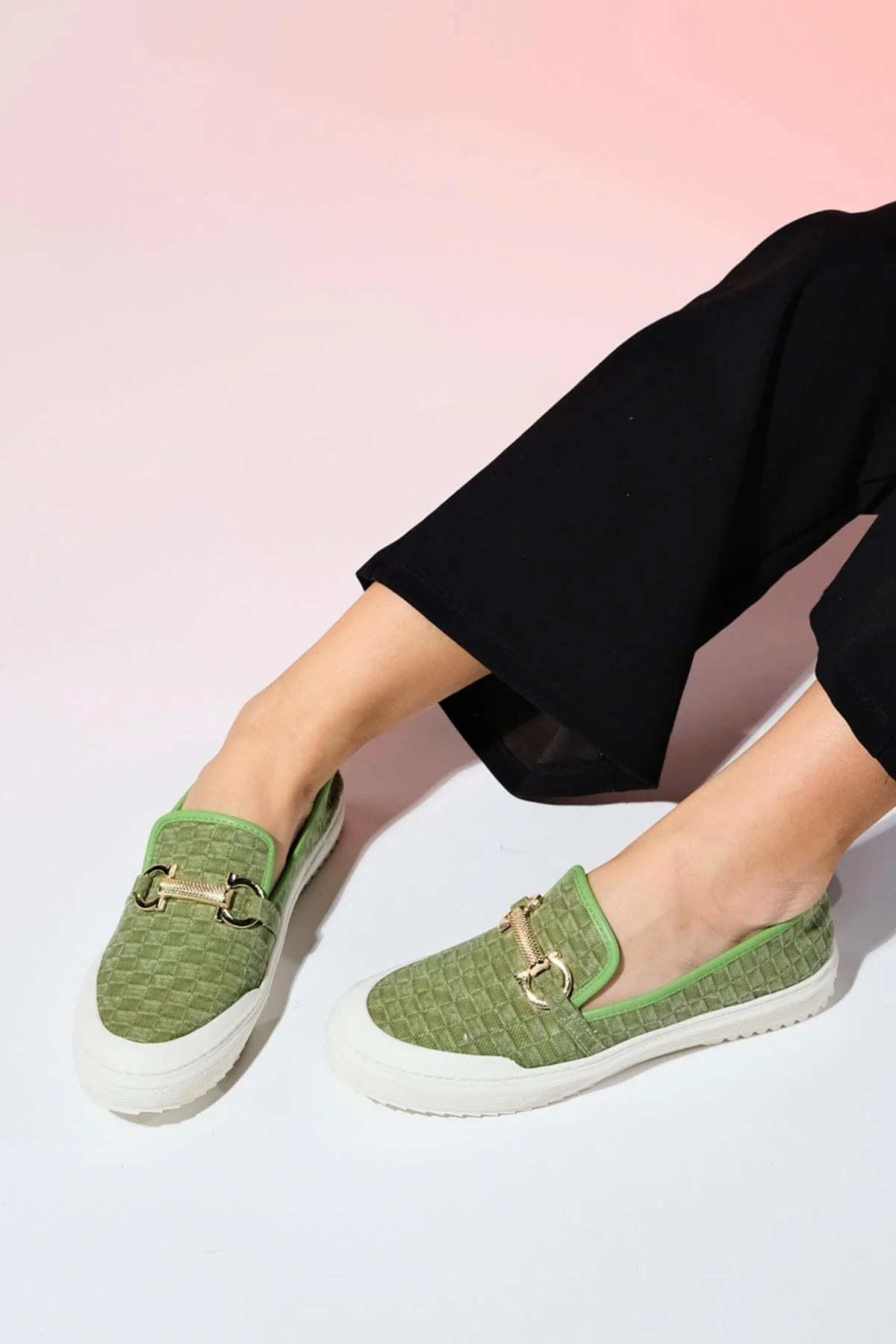 Marakesh - Green Denim Buckle Loafer (Women) - Image 3