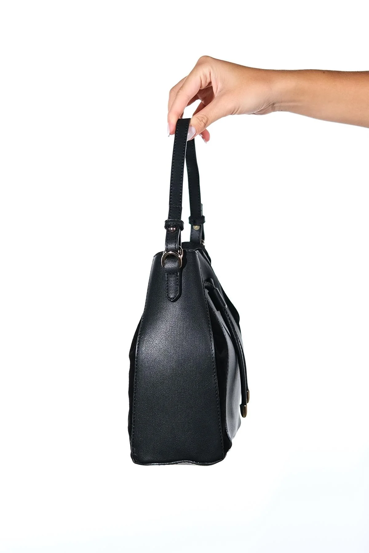 MARALIS - Black Genuine Suede Leather Shoulder Bag (Women) - Image 6