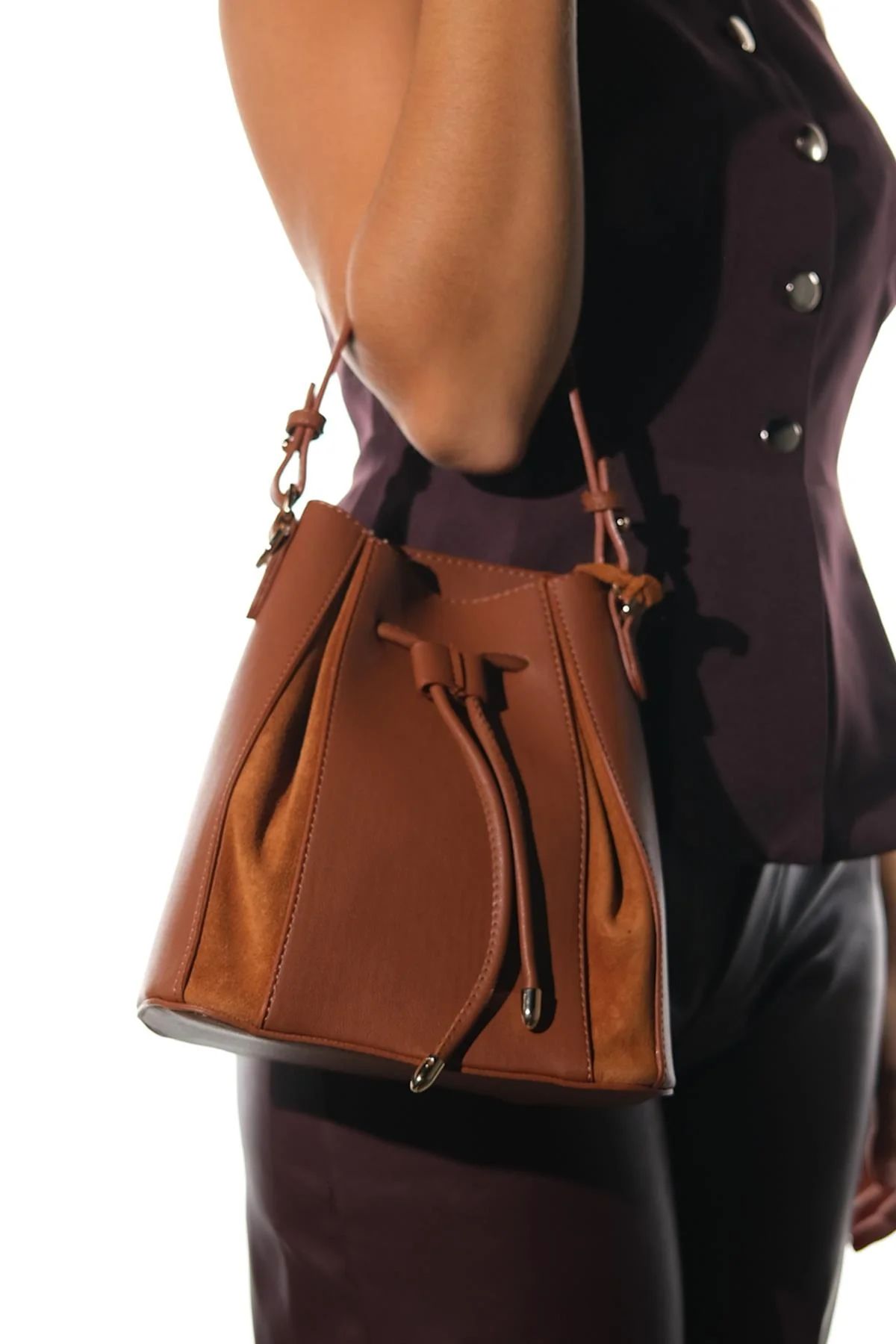 Maralis - Cognac Genuine Leather Shoulder Bag (Women) - Image 2