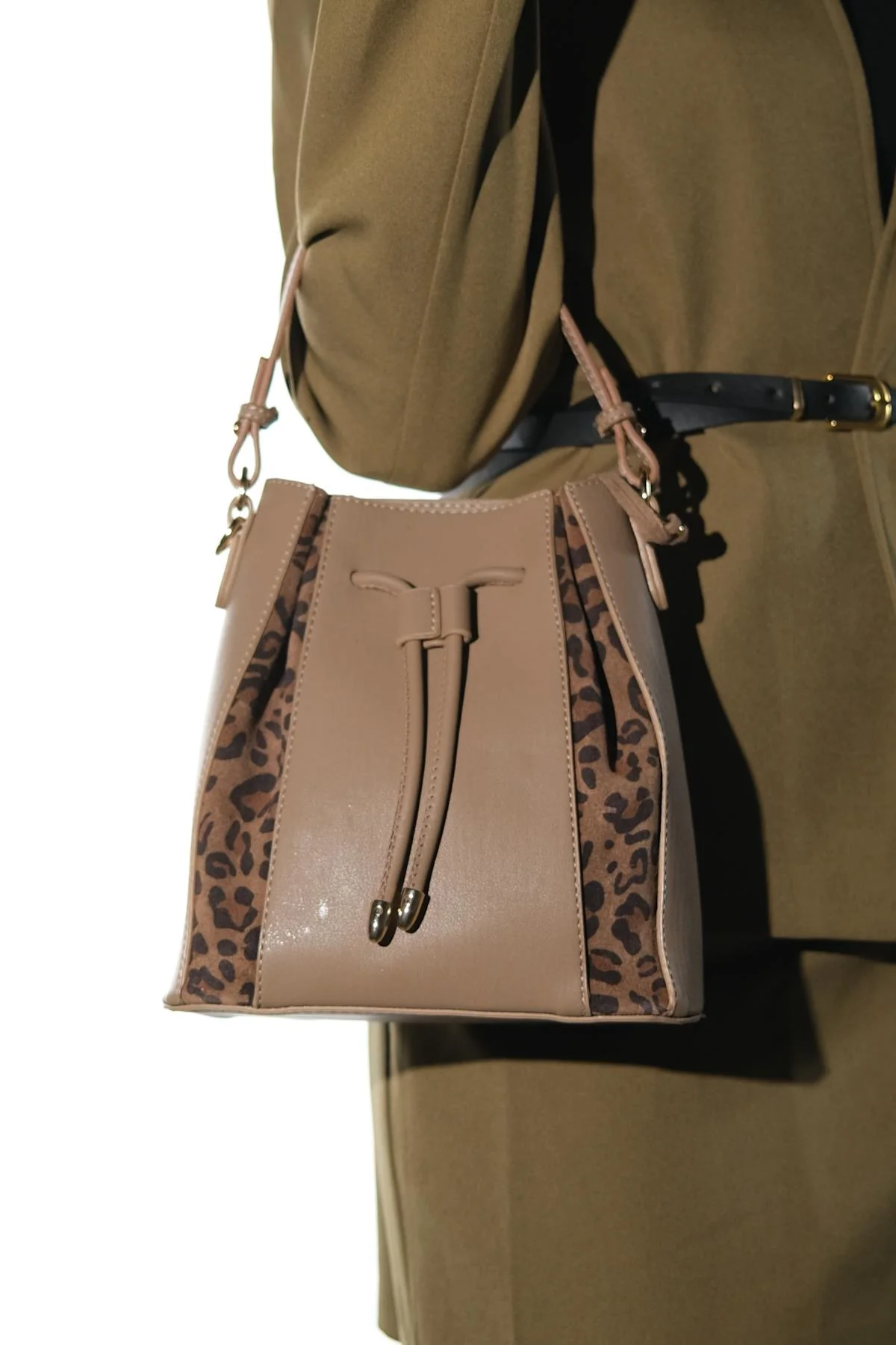 MARALIS - Taupe Genuine Suede Leather Shoulder Bag (Women)