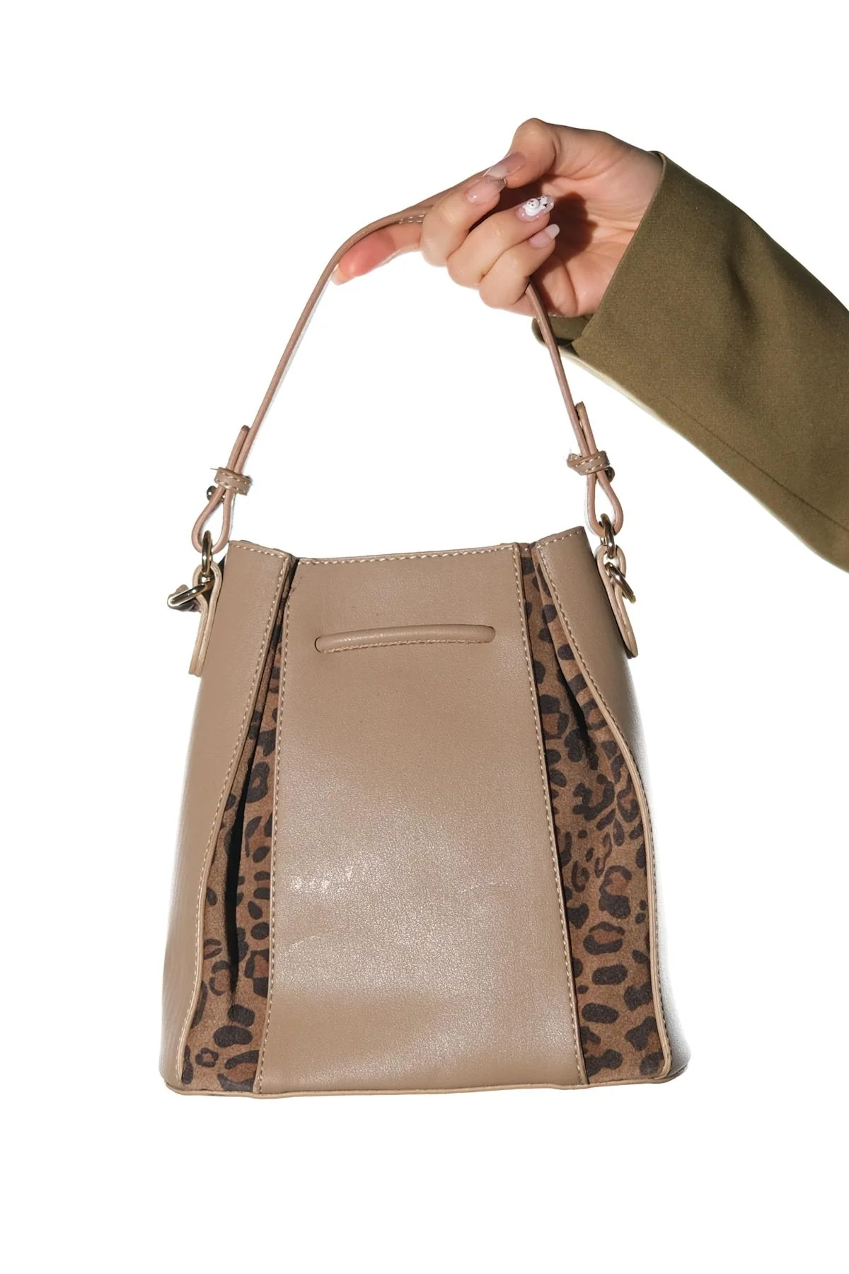 MARALIS - Taupe Genuine Suede Leather Shoulder Bag (Women) - Image 6