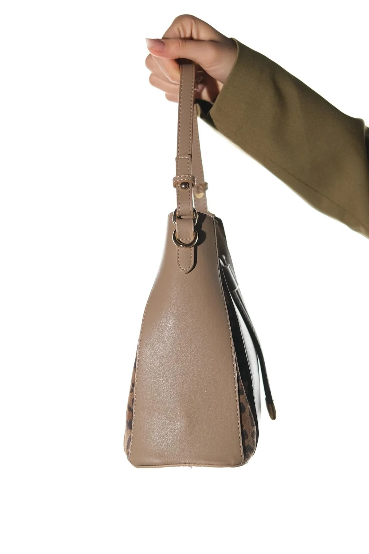 MARALIS - Taupe Genuine Suede Leather Shoulder Bag (Women) - Image 8