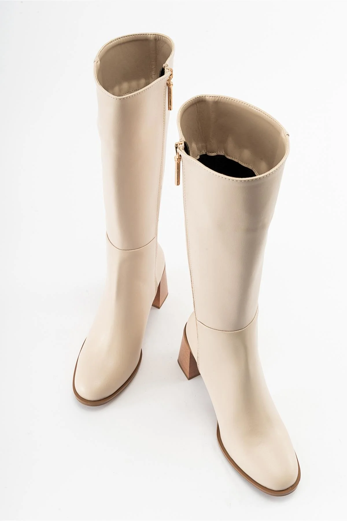Maranta - Beige Heeled Knee-High Boot (Women) - Image 2