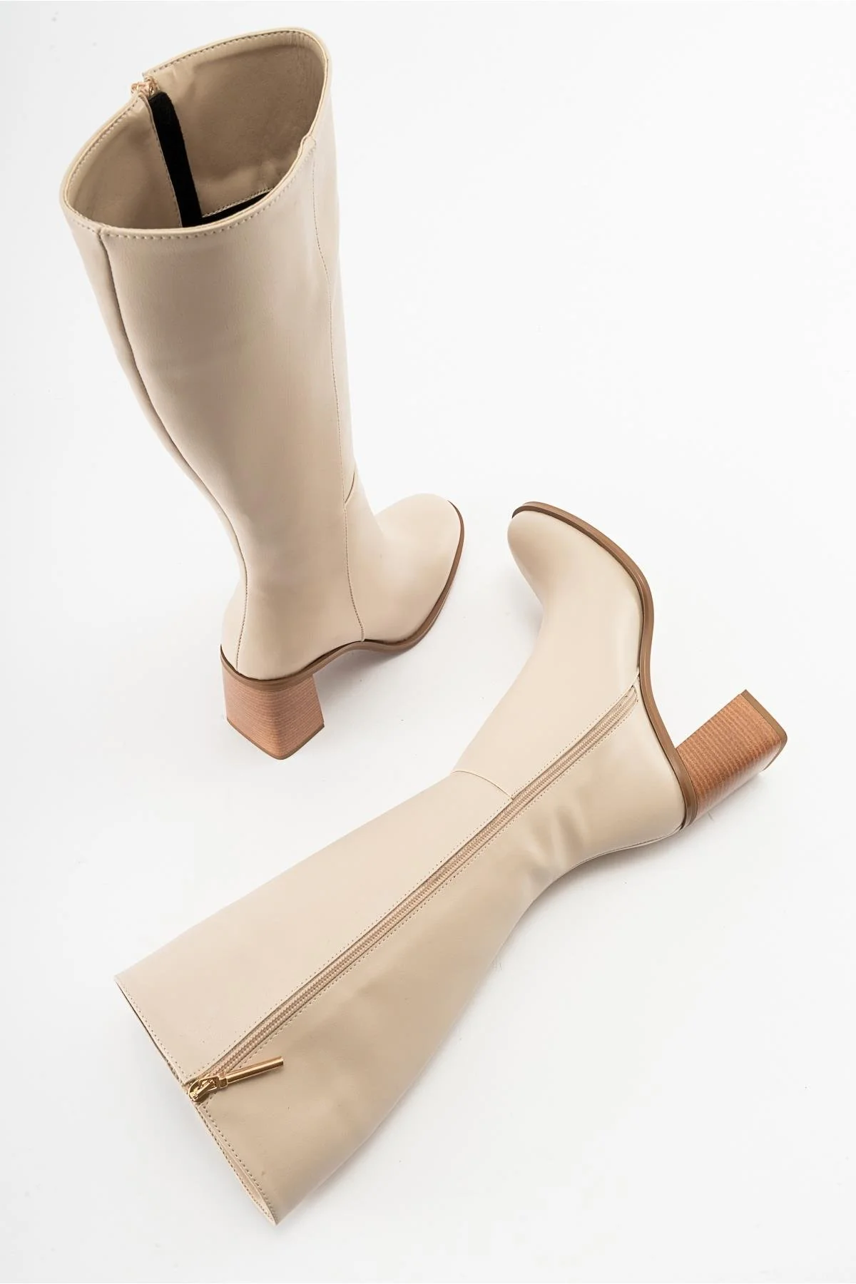 Maranta - Beige Heeled Knee-High Boot (Women) - Image 3