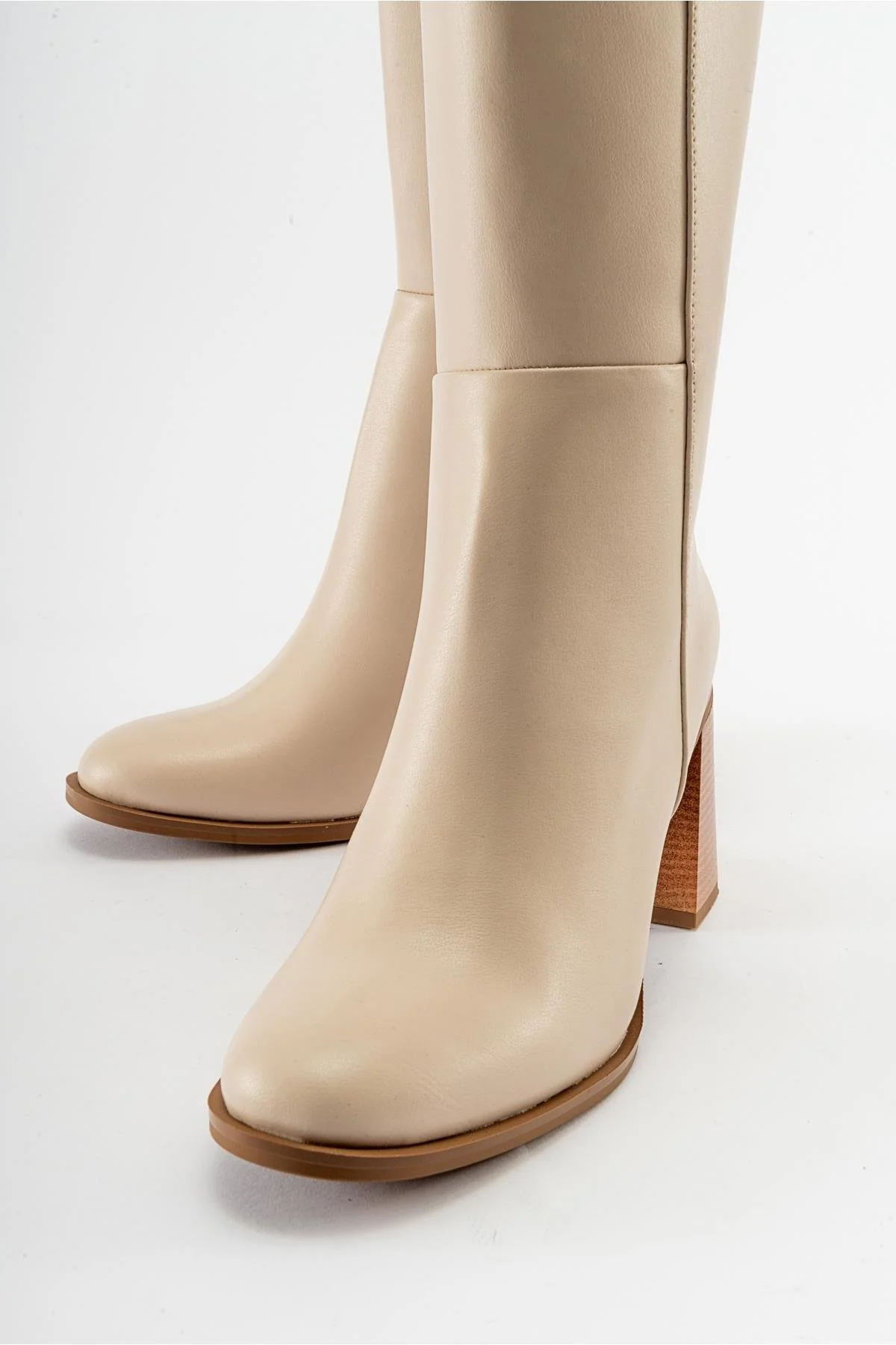 Maranta - Beige Heeled Knee-High Boot (Women) - Image 5